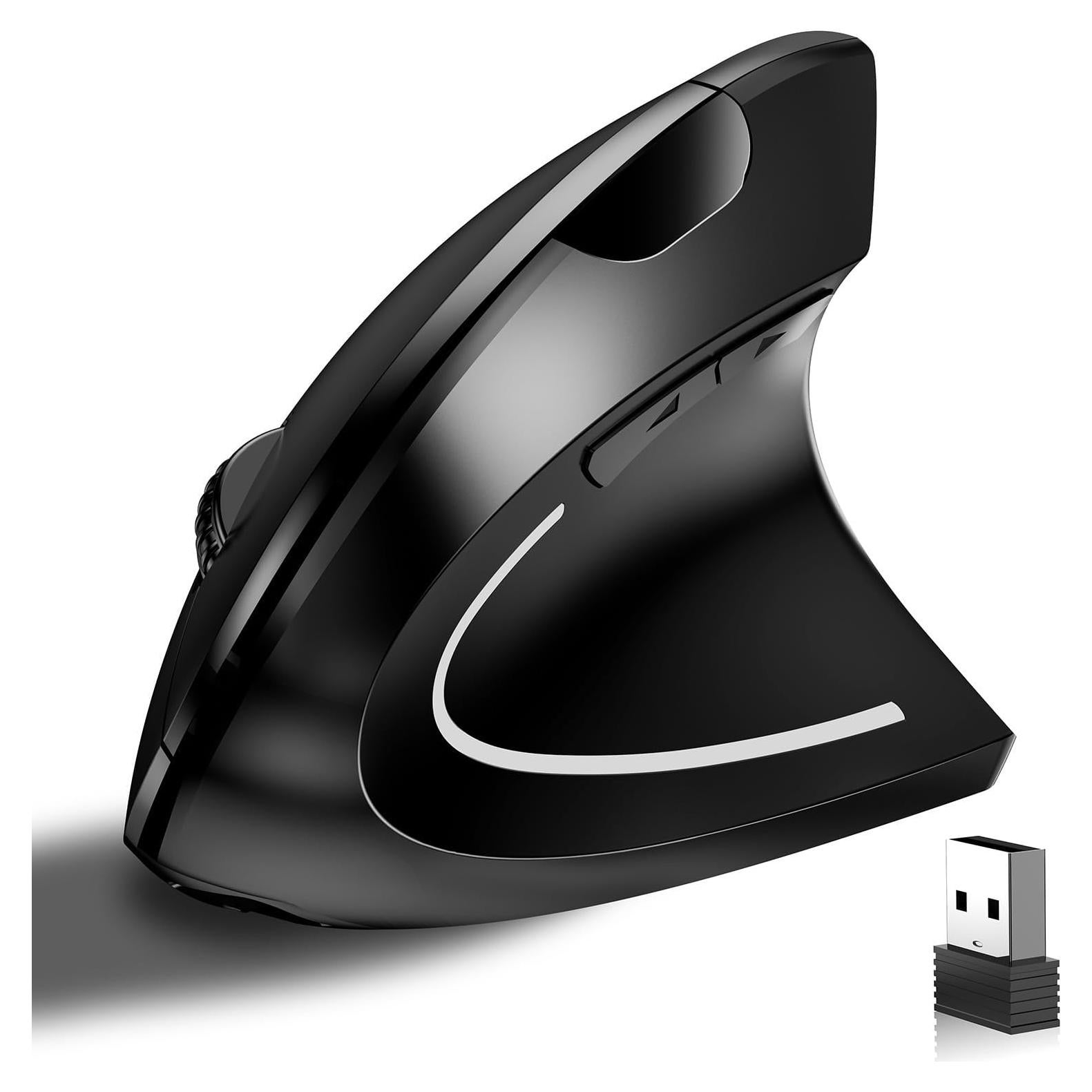 Ratón Inalámbrico Óptico Ergonómico Recargable 2.4G 800/1600 DPI