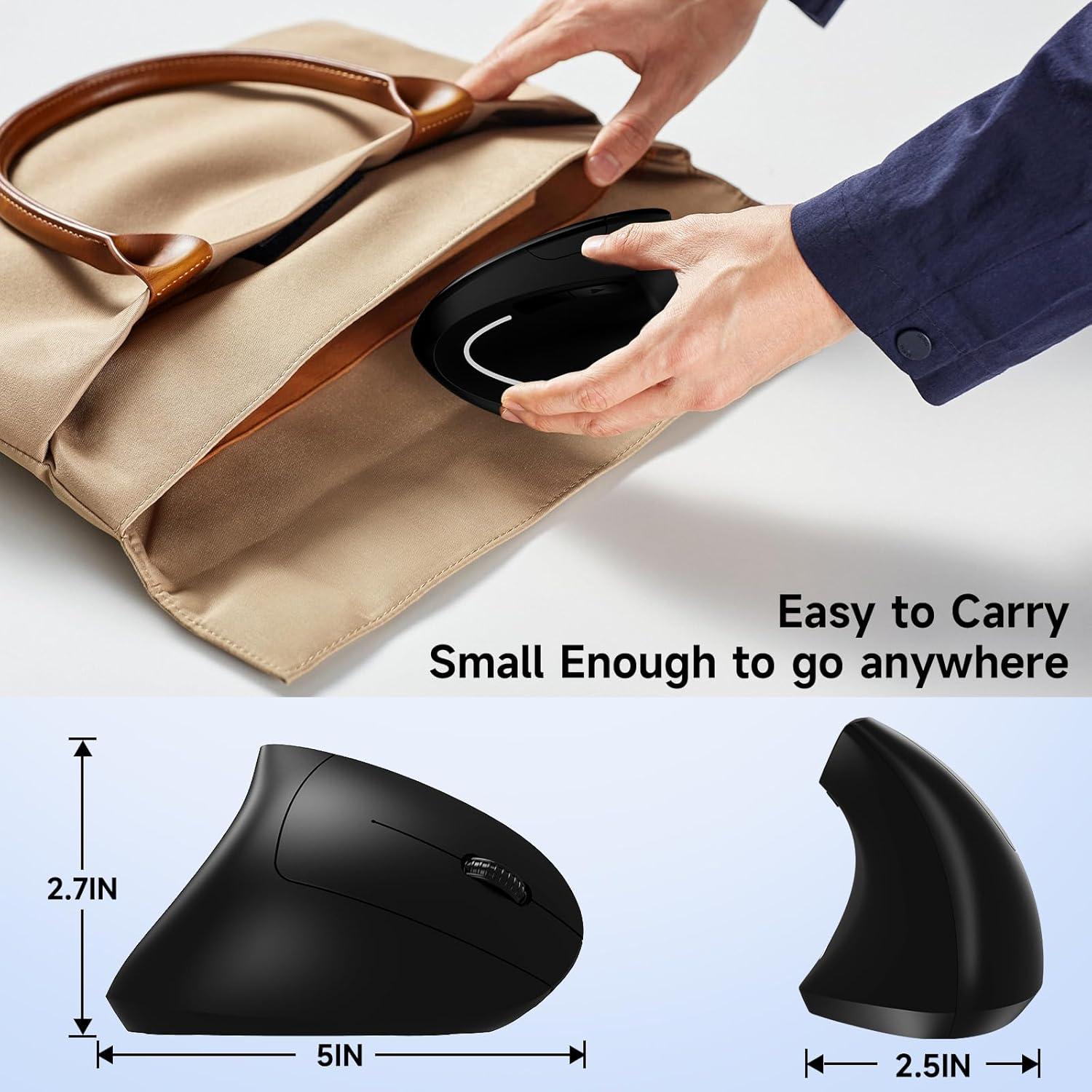 Ratón Inalámbrico Óptico Ergonómico Recargable 2.4G 800/1600 DPI