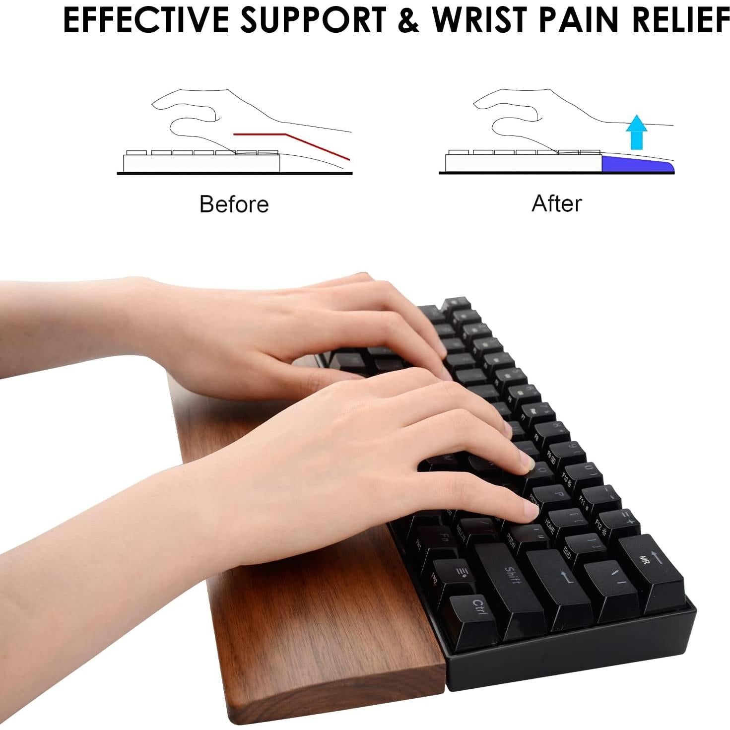 Reposamuñecas de Madera Linkidea para Teclado 61 Teclas