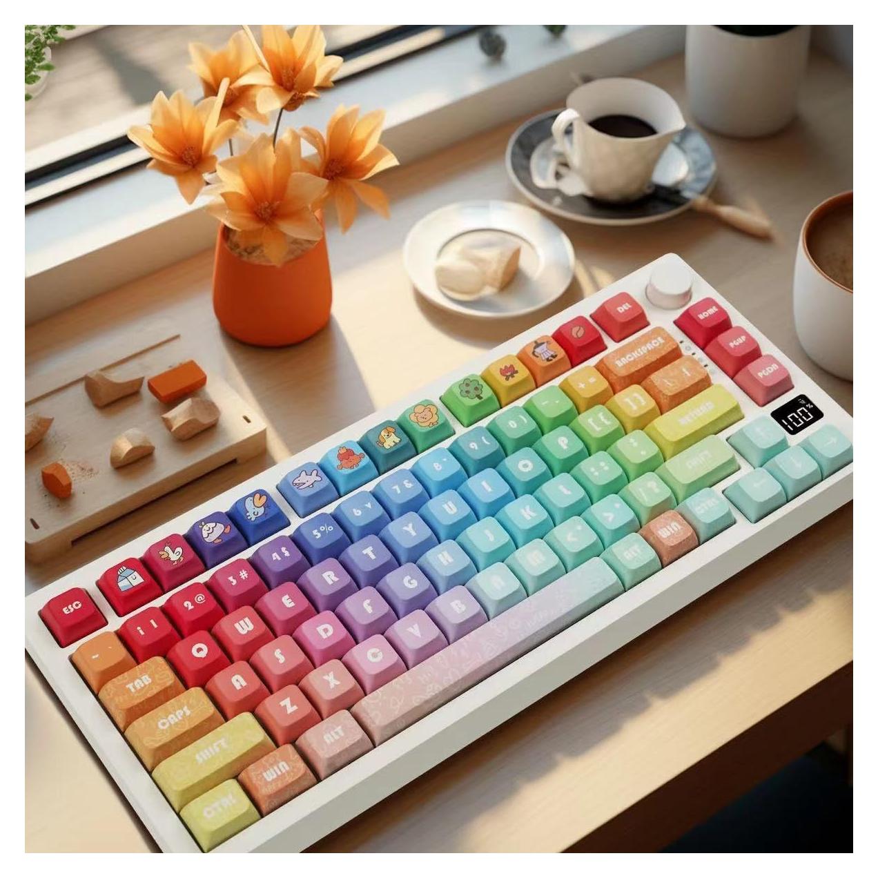 Keycaps PBT XDA ILYCHEEGAMI Caramelo Arcoíris 130+ Teclas