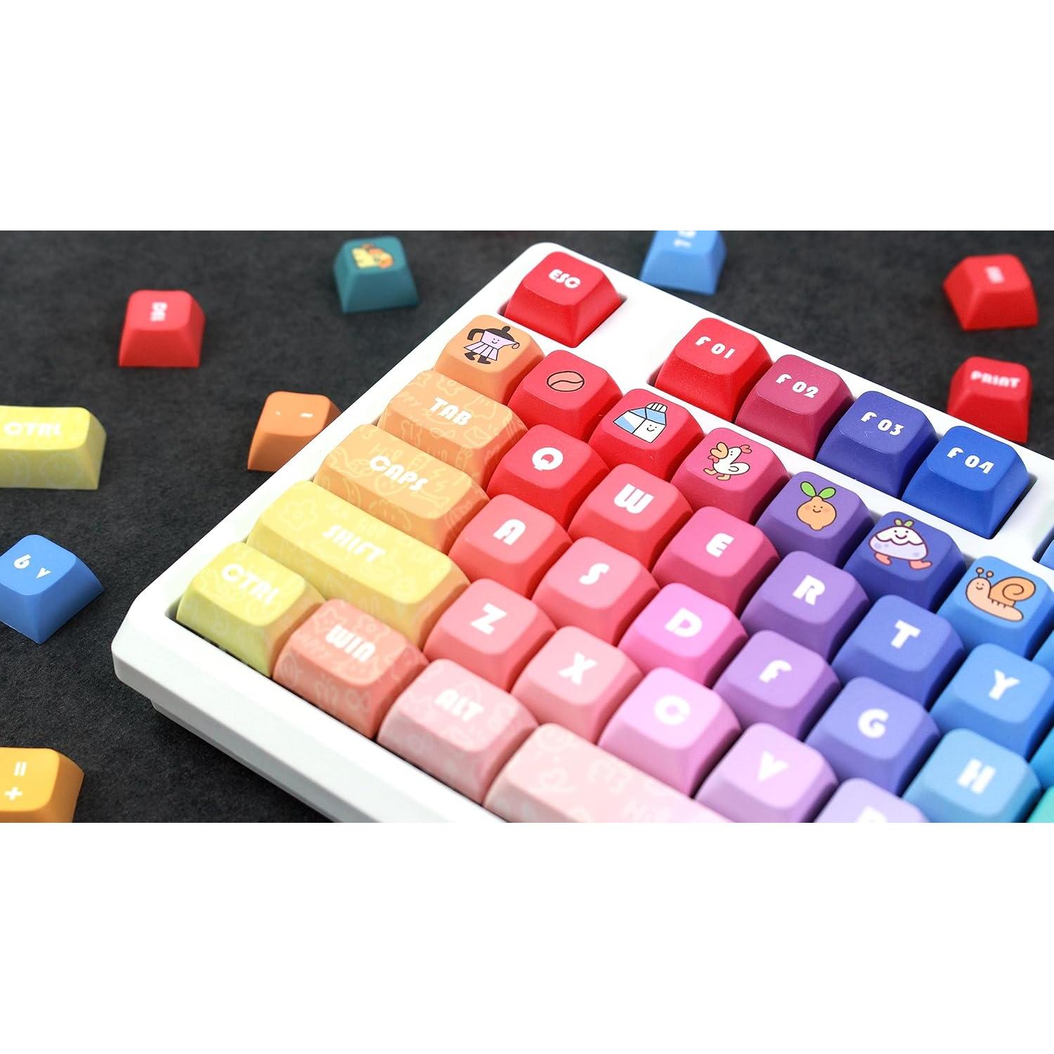 Keycaps PBT XDA ILYCHEEGAMI Caramelo Arcoíris 130+ Teclas