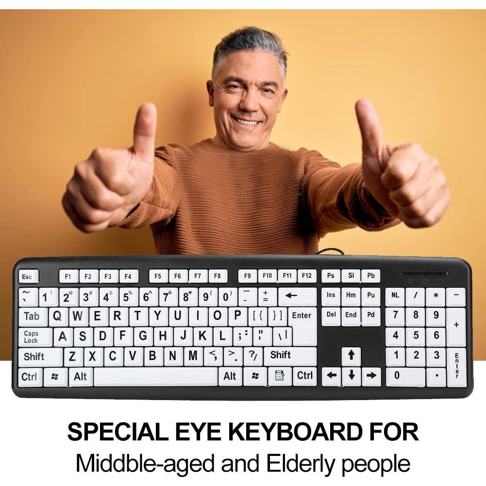 Teclado USB con Cable Zopsc para Ancianos con Teclas Grandes