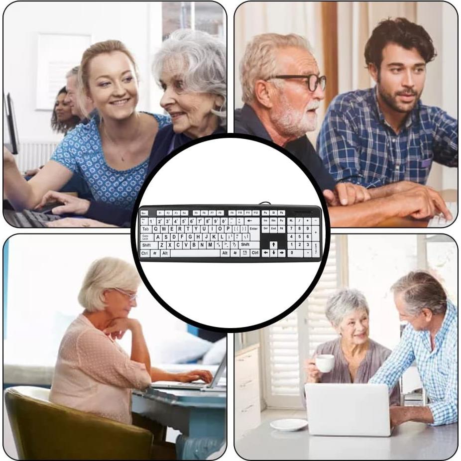 Teclado USB con Cable Zopsc para Ancianos con Teclas Grandes