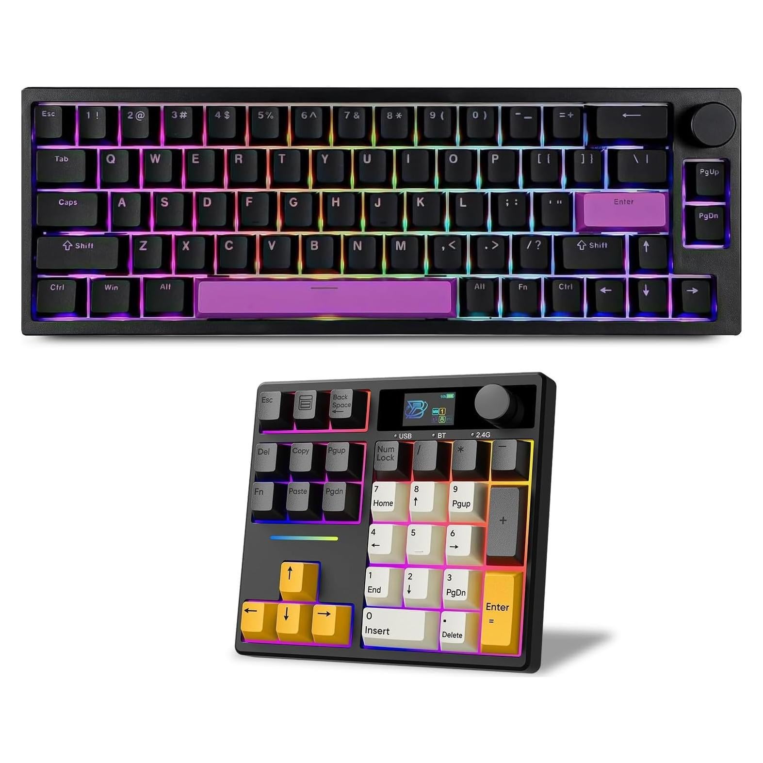 Teclado Mecánico BOYI 66% + Numpad 31, Teclas Matcha, Inalámbrico