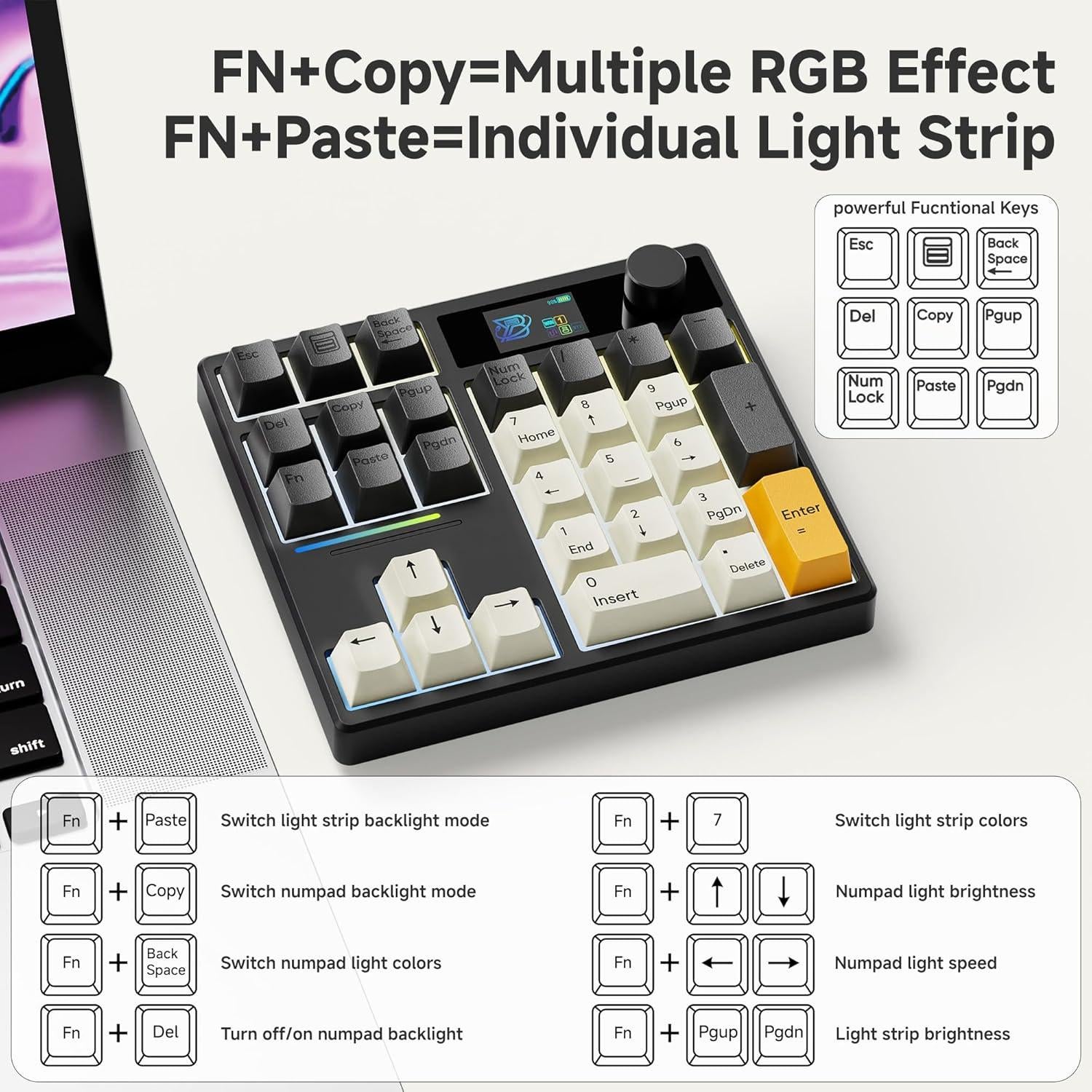 Teclado Mecánico BOYI 66% + Numpad 31, Teclas Matcha, Inalámbrico