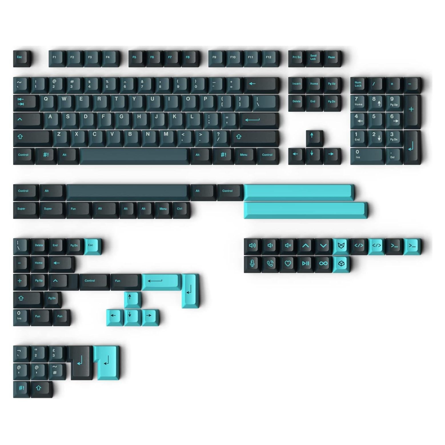 Conjunto de Teclas Kono KDS Solarized Dark PBT - Kit Base