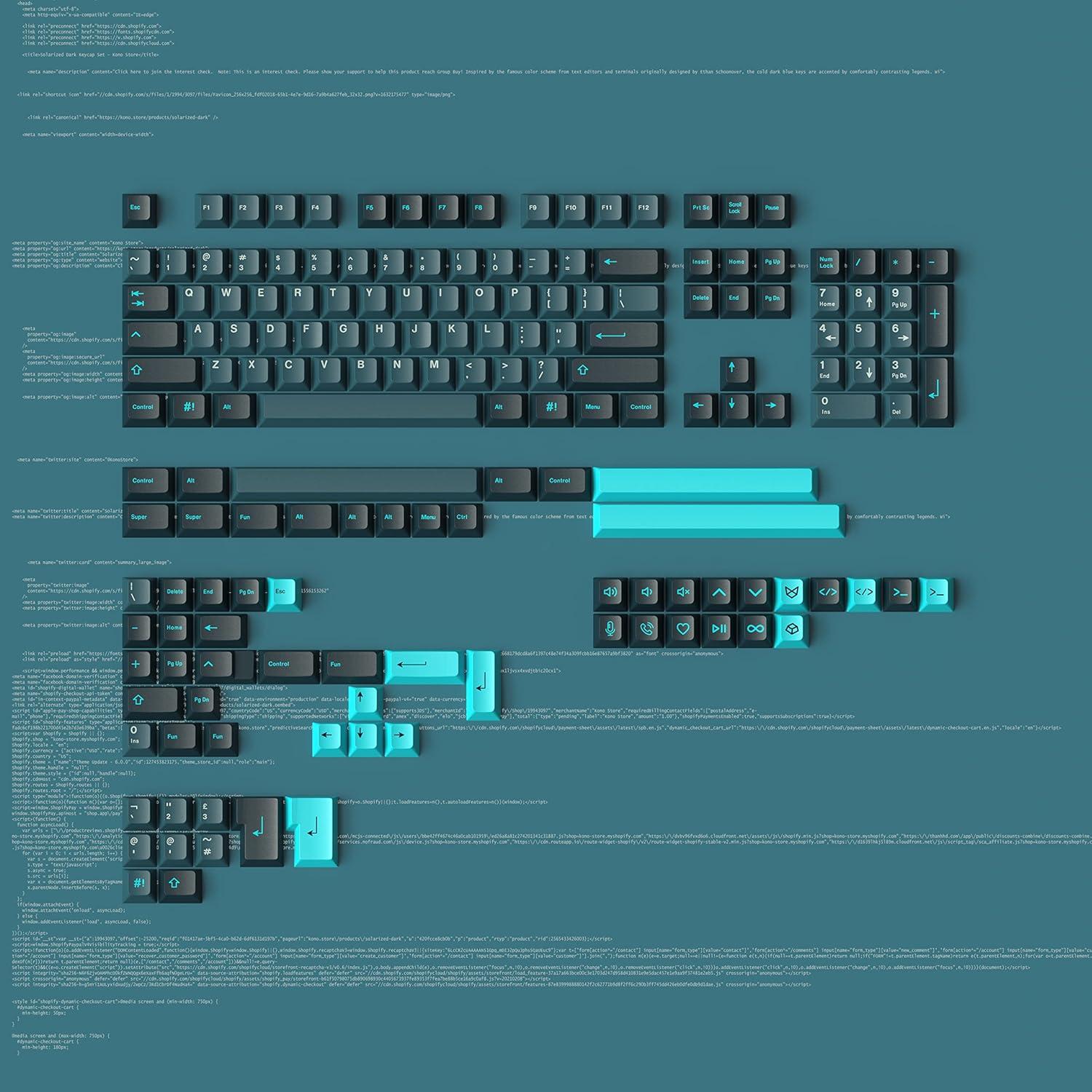 Conjunto de Teclas Kono KDS Solarized Dark PBT - Kit Base