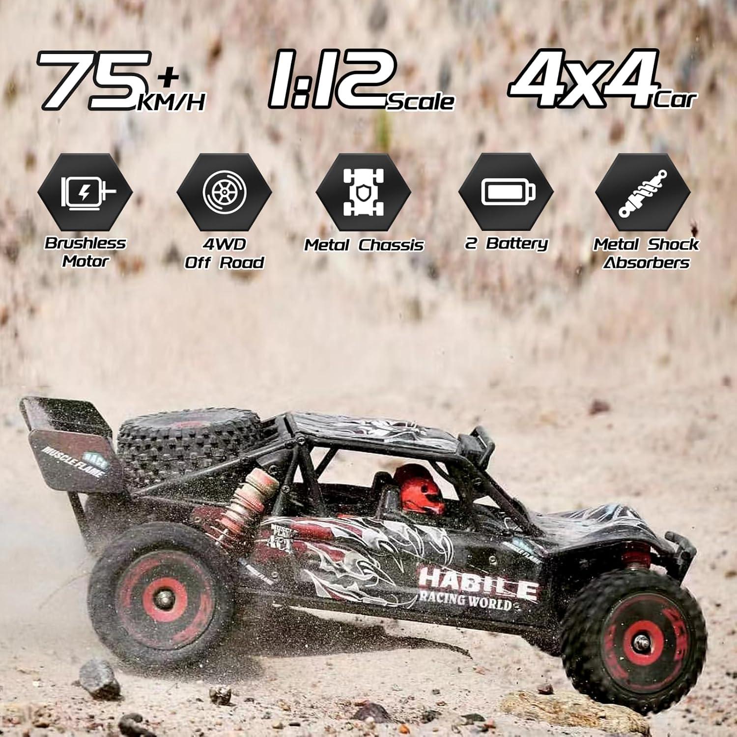 Coche RC WLtoys 124016 V2 4x4 Sin Escobillas 75 km/h Negro