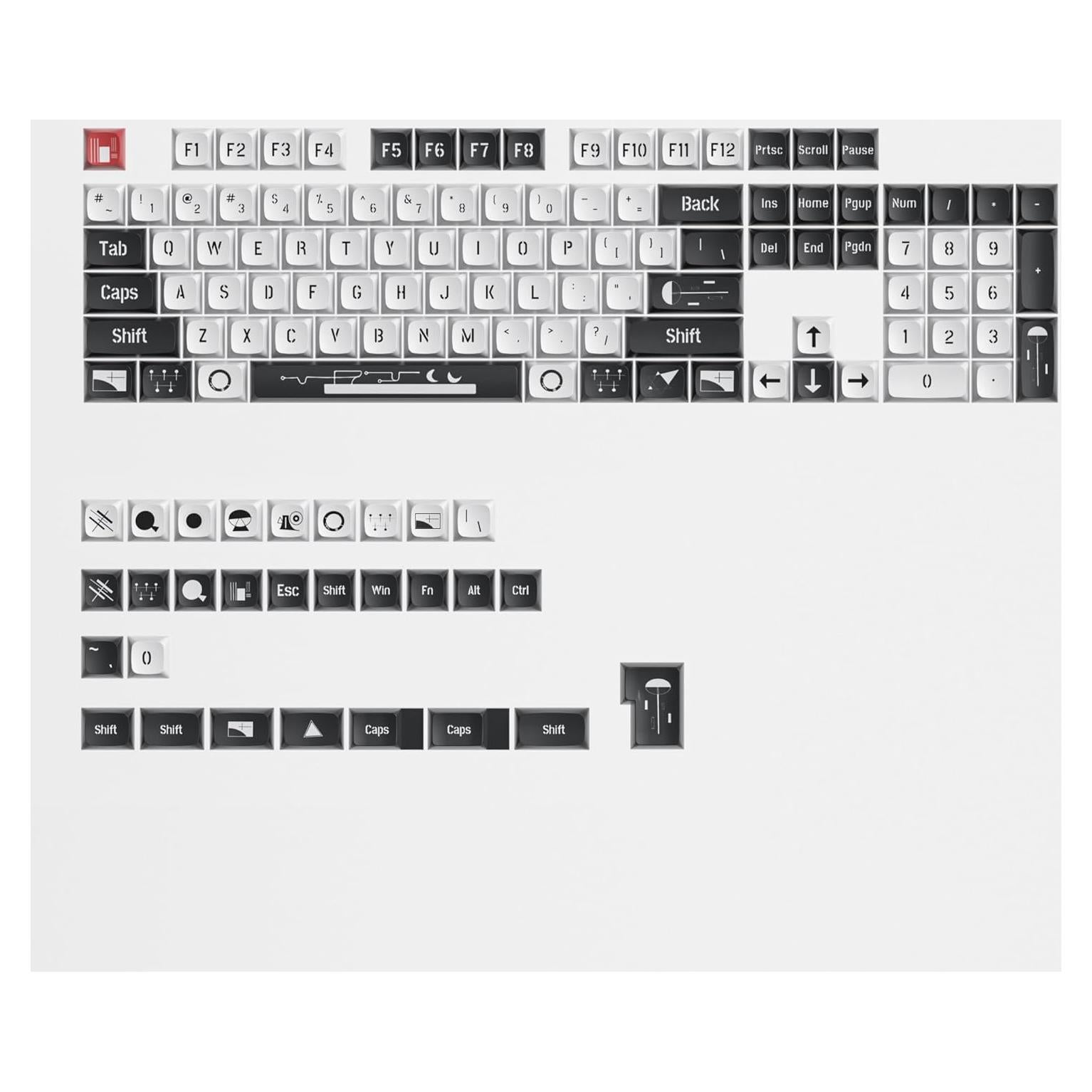Conjunto de Keycaps Owpkeenthy XDA 133 Teclas PBT Blanco