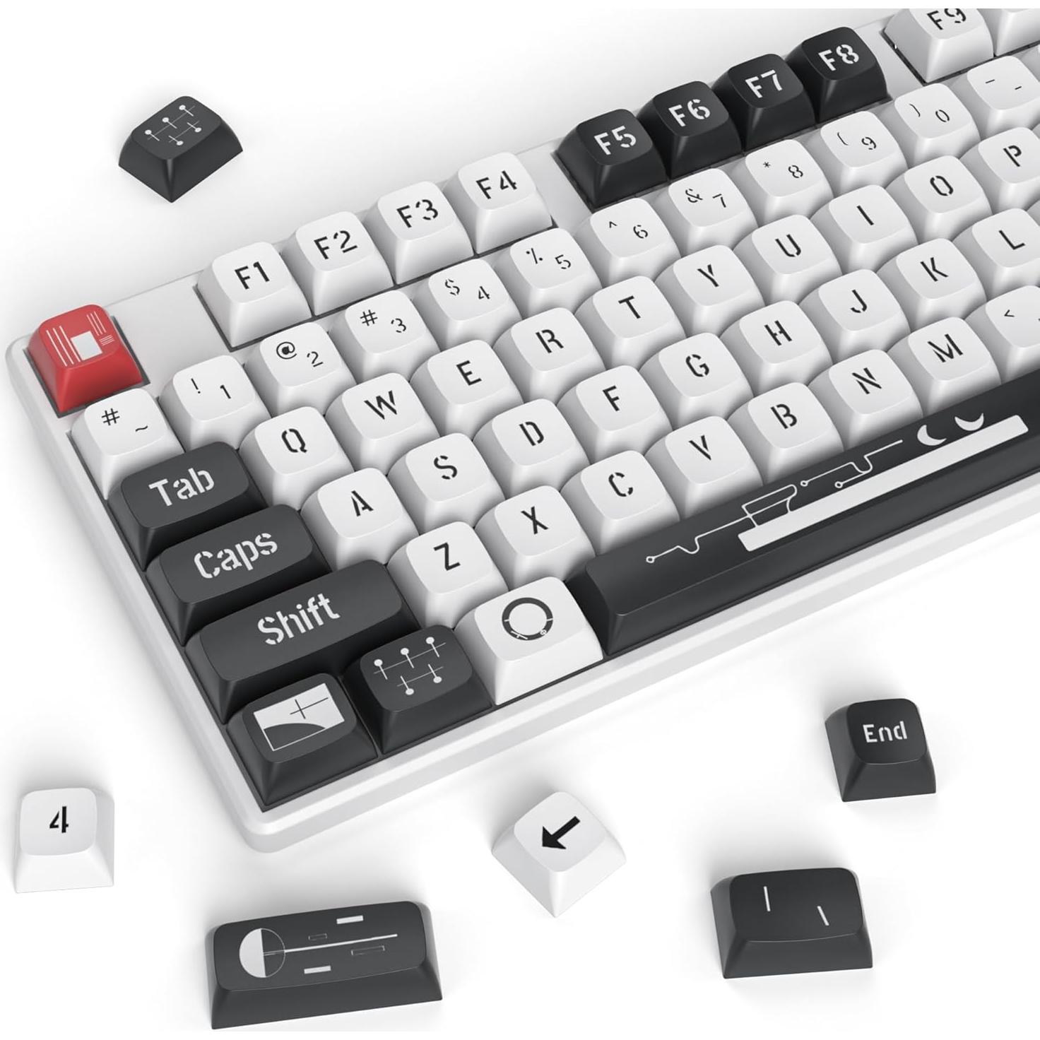 Conjunto de Keycaps Owpkeenthy XDA 133 Teclas PBT Blanco