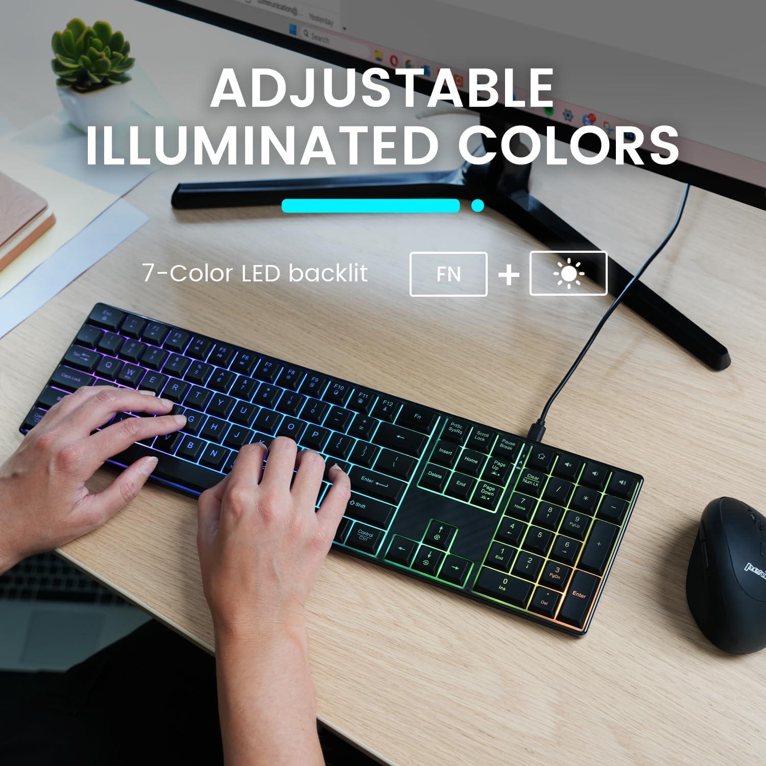 Teclado USB Retroiluminado Perixx PERIBOARD-329 Negro