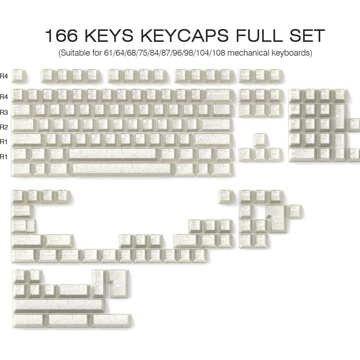 Juego de Teclas Mecánicas Sunzit 166 PBT Translúcidas Blancas