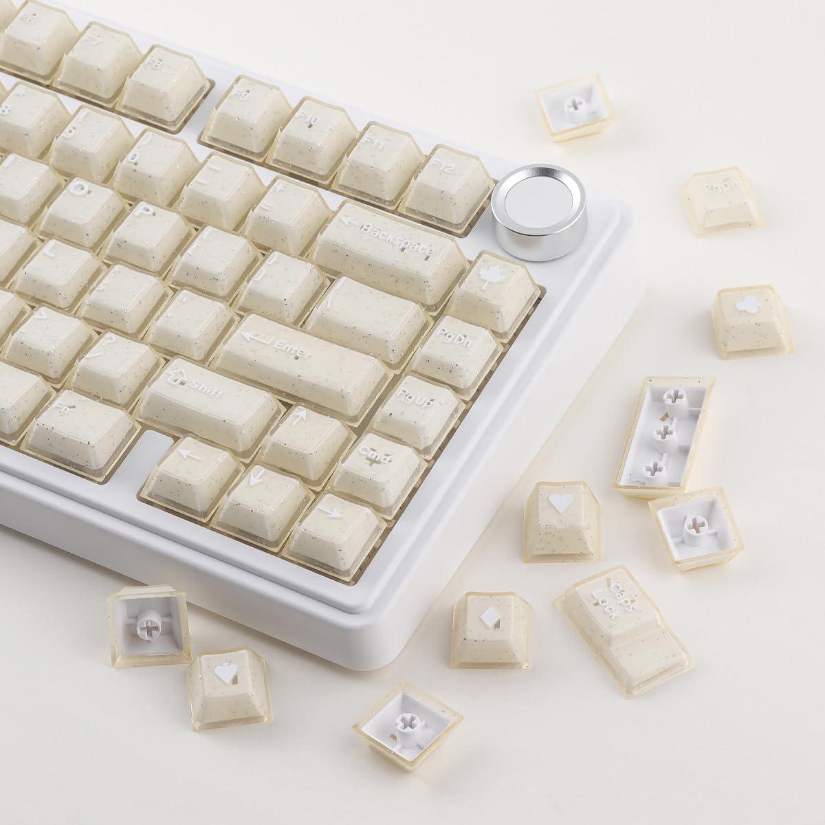 Juego de Teclas Mecánicas Sunzit 166 PBT Translúcidas Blancas