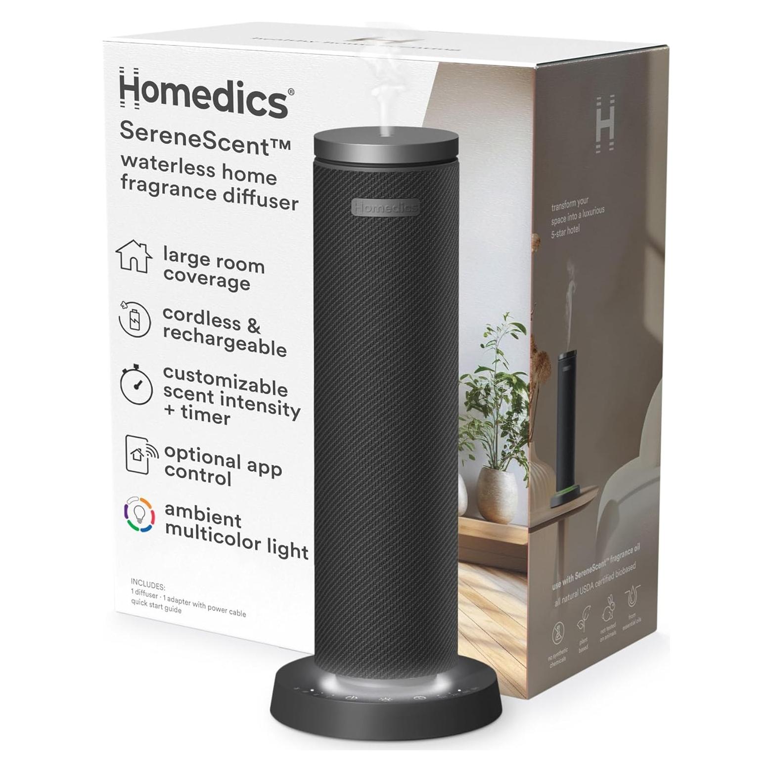 Difusor de Aromas Homedics SereneScent Recargable Negro