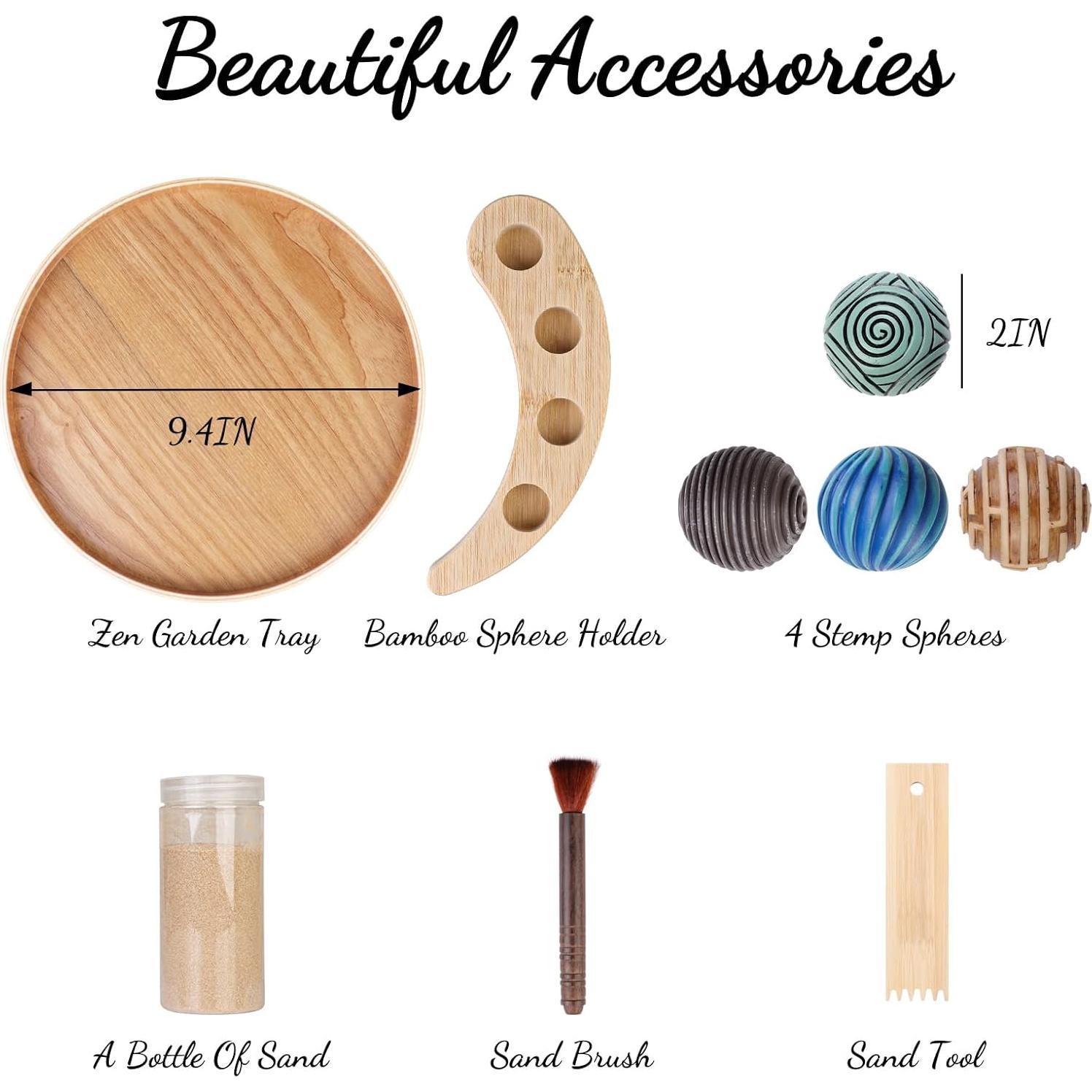 Jardín Zen Melonva para Escritorio - 24.1cm con 4 Esferas