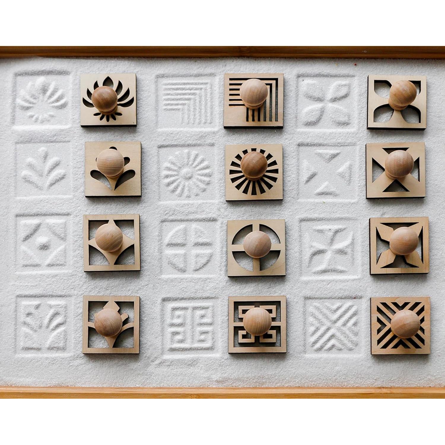 Mini Japanese Zen Garden Rake - Desktop Zen Garden Accessories Kit Set Stamp for Desk Sand Garden Decor for Home Office Meditation Relaxation Gifts