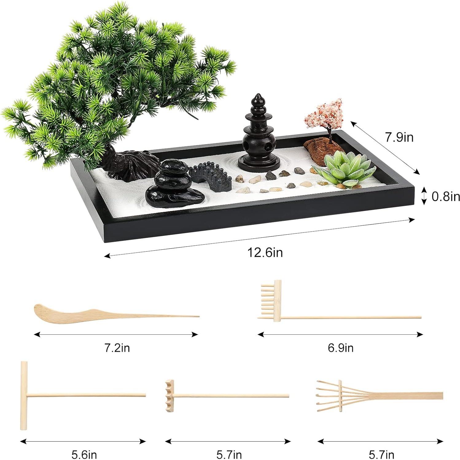 Kit Jardín Zen Thaibear - Mini Caja de Arena Japonesa 14 Piezas