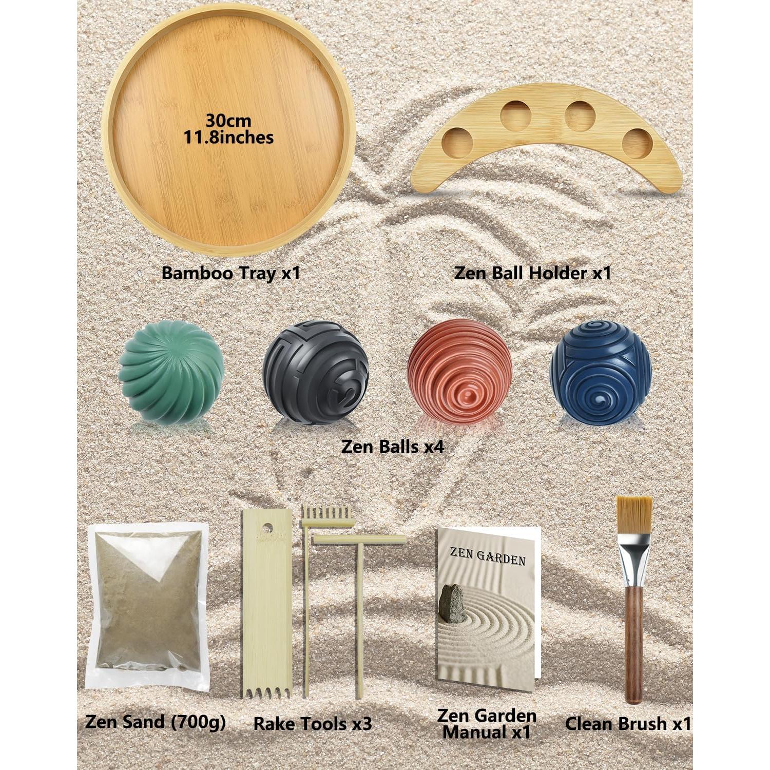Jardín Zen Japonés Artcome 30cm con 4 Bolas y Rastrillos
