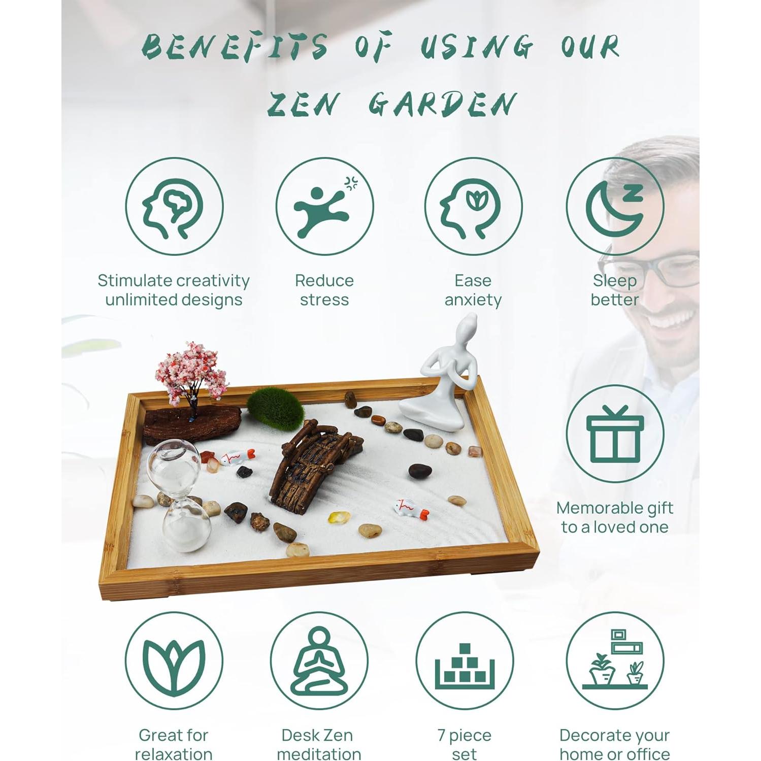 Jardín Zen Japonés de Escritorio Life Flows 30.48x20.32 cm