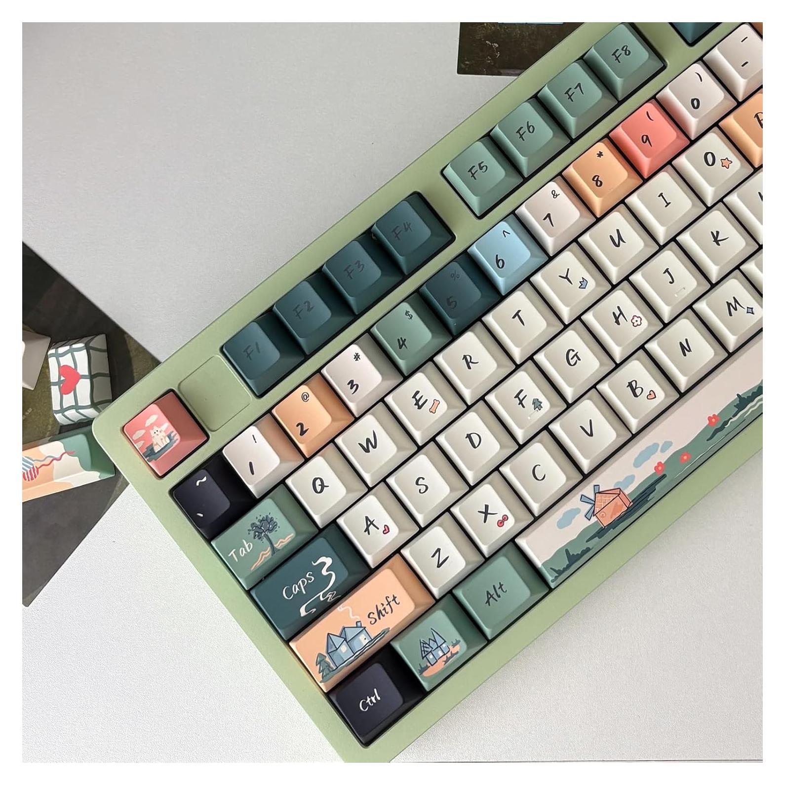 Juego de Teclas PBT Dye Sub 152 Teclas Verde Sumgsn