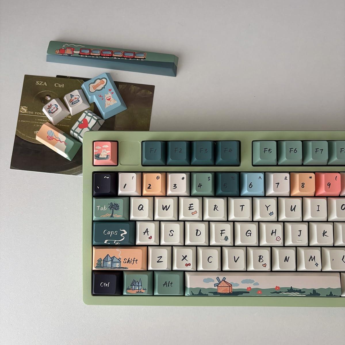 Juego de Teclas PBT Dye Sub 152 Teclas Verde Sumgsn