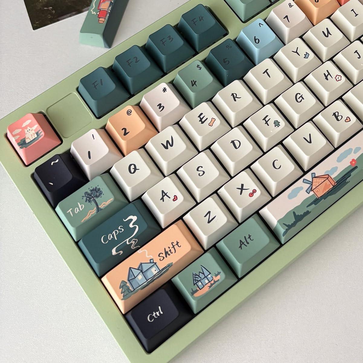 Juego de Teclas PBT Dye Sub 152 Teclas Verde Sumgsn