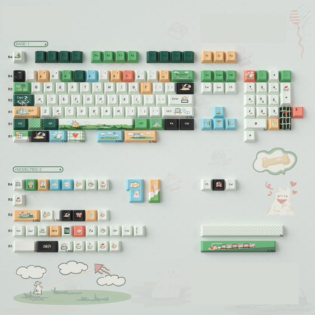 Juego de Teclas PBT Dye Sub 152 Teclas Verde Sumgsn