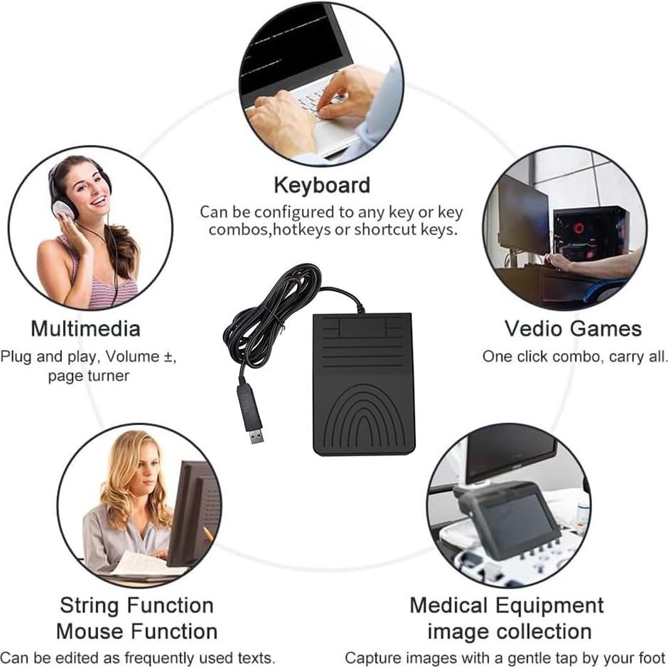 Pedal USB Programable PC FS2007U1 - Teclado Ergonómico