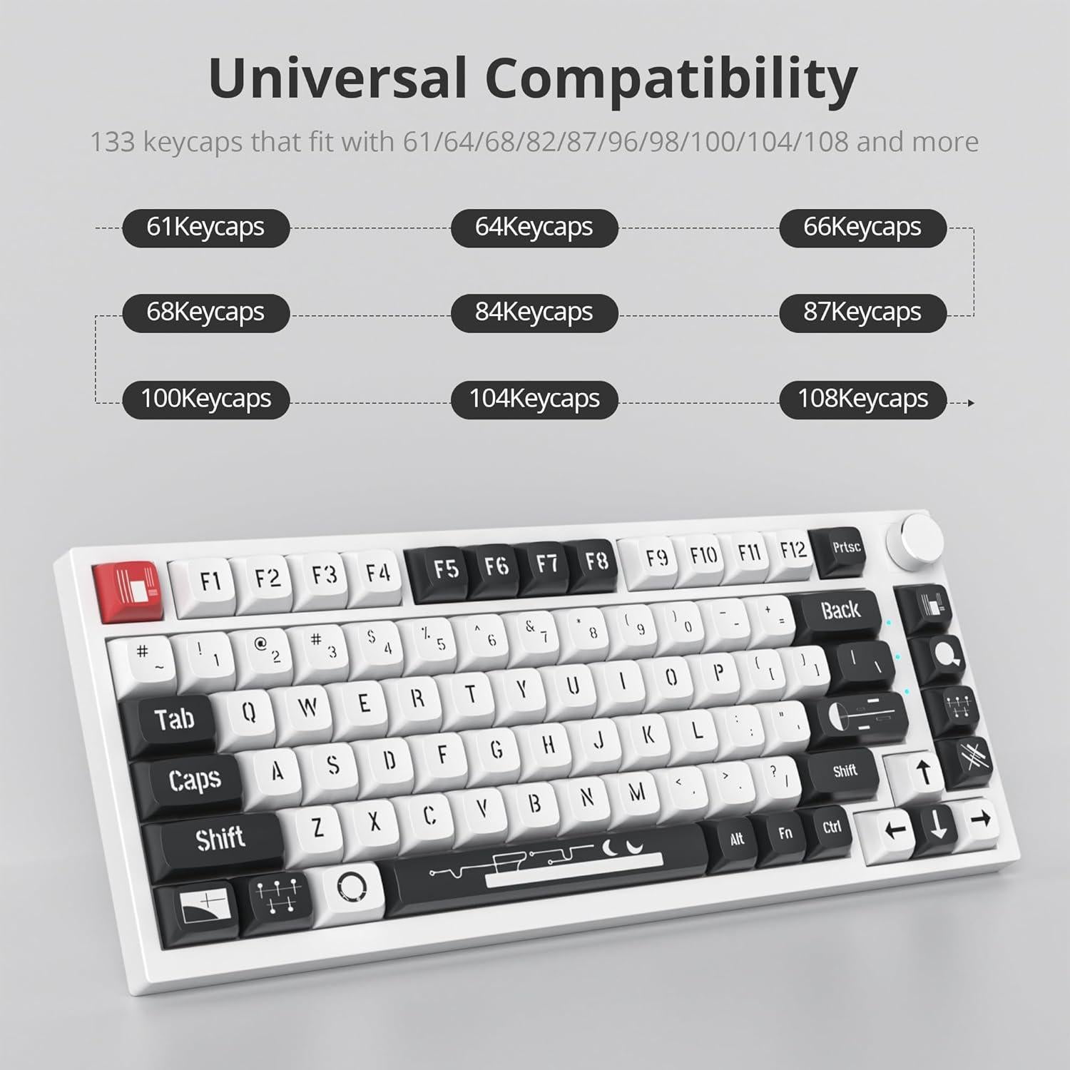 Keycaps XDA Owpkeenthy 133 Teclas PBT Blanco para Teclado Mecánico