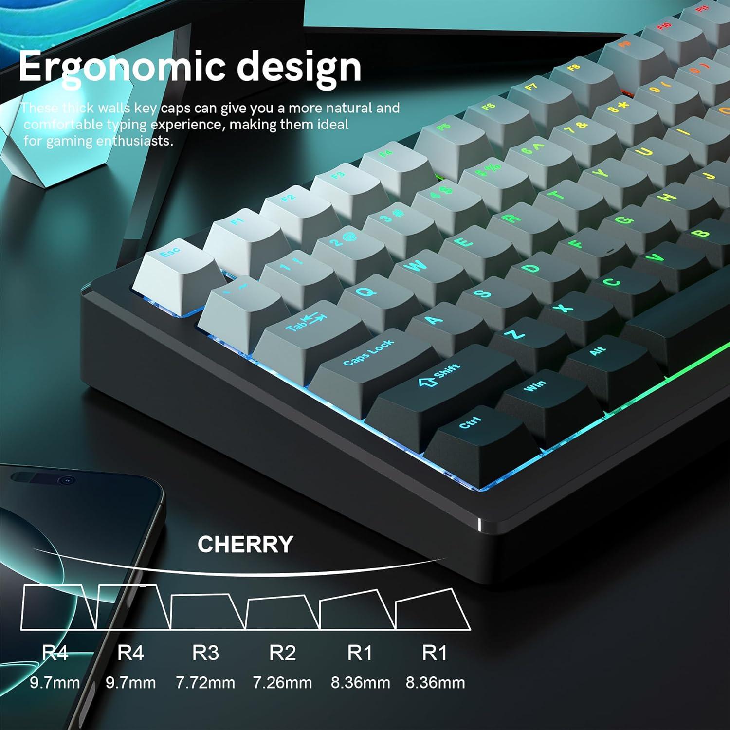 Teclas Personalizadas PBT Rainy75 Gris Perfil Cherry RGB