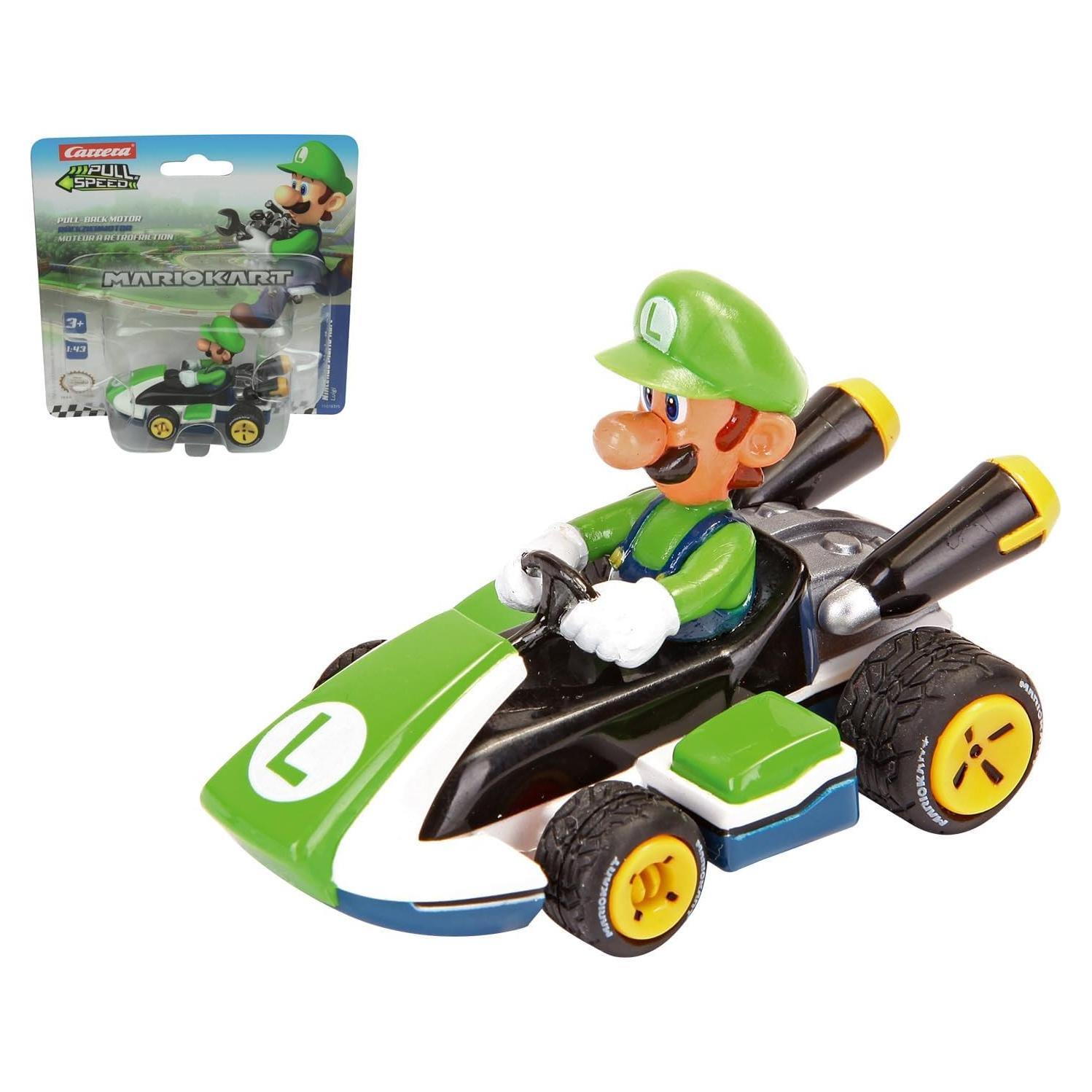 Coche de Juguete Carrera Pull & Speed Mario Kart Luigi 1:43