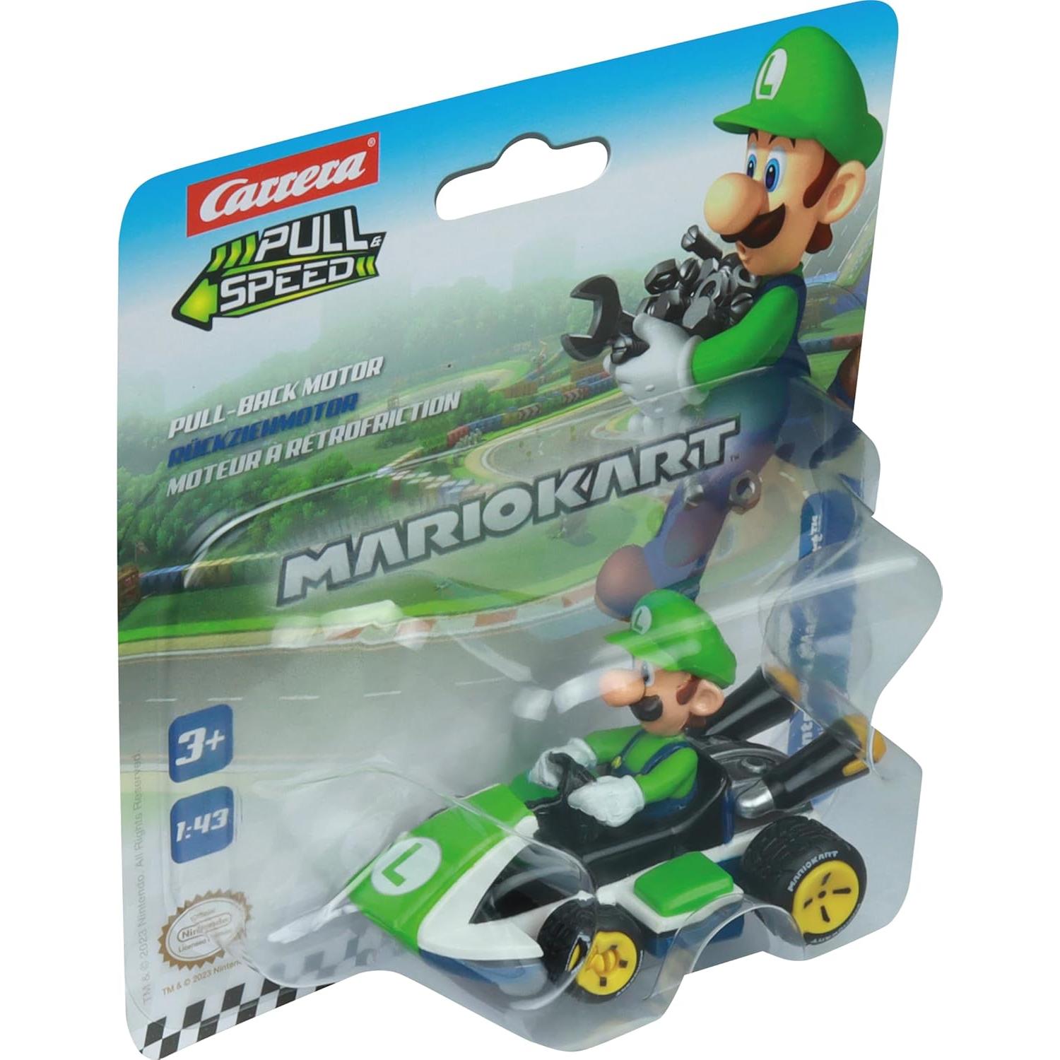 Coche de Juguete Carrera Pull & Speed Mario Kart Luigi 1:43