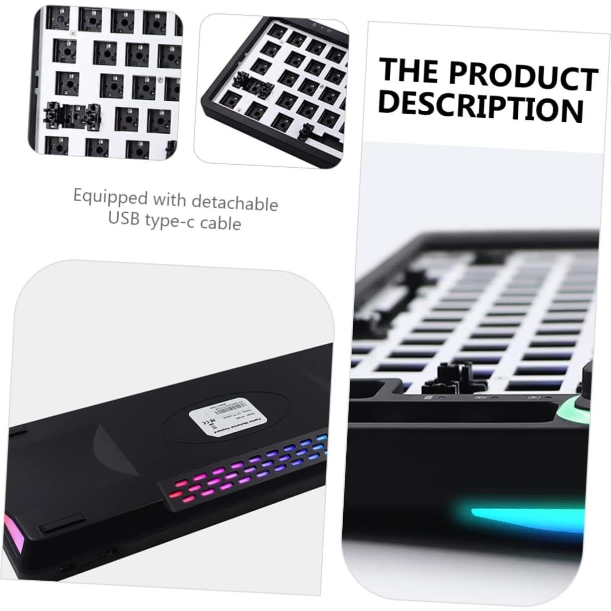 Hemoton Mechanical Keyboard Case Plate DIY Hot-swappable RGB Mechanical Keyboard Wired Gaming Ergonomic