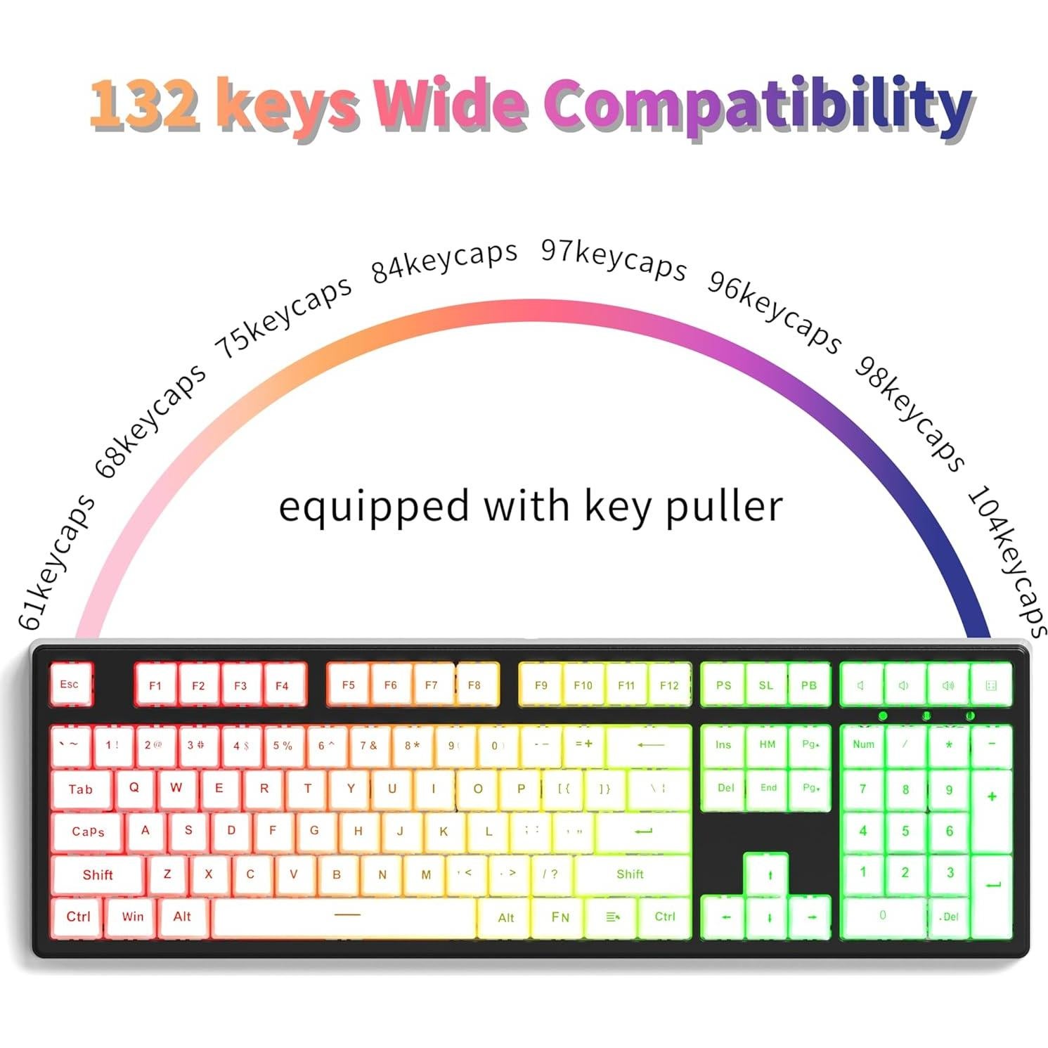 Juego de 132 Teclas Keycaps PBT SEUNKWANG Blanco Compatible