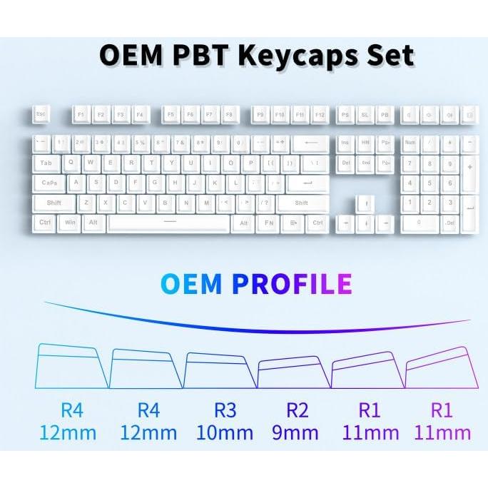 Juego de 132 Teclas Keycaps PBT SEUNKWANG Blanco Compatible