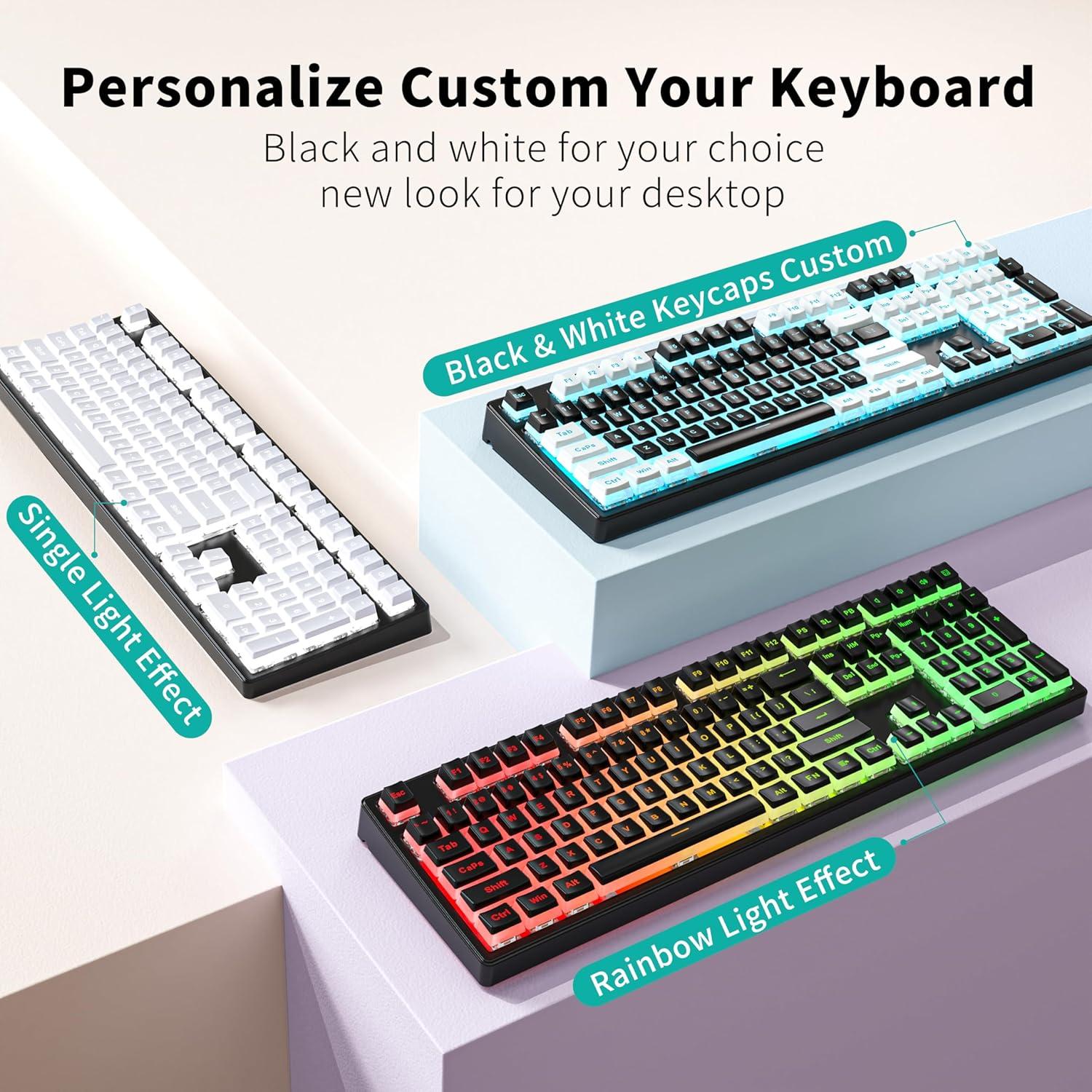 Juego de 132 Teclas Keycaps PBT SEUNKWANG Blanco Compatible