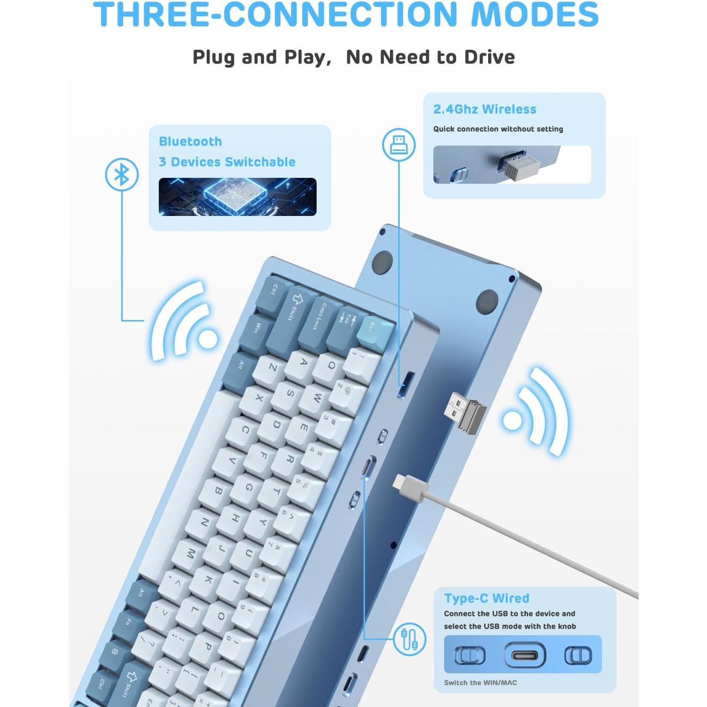 Teclado Mecánico Inalámbrico M71 MAGIC-REFINER 71 Teclas RGB