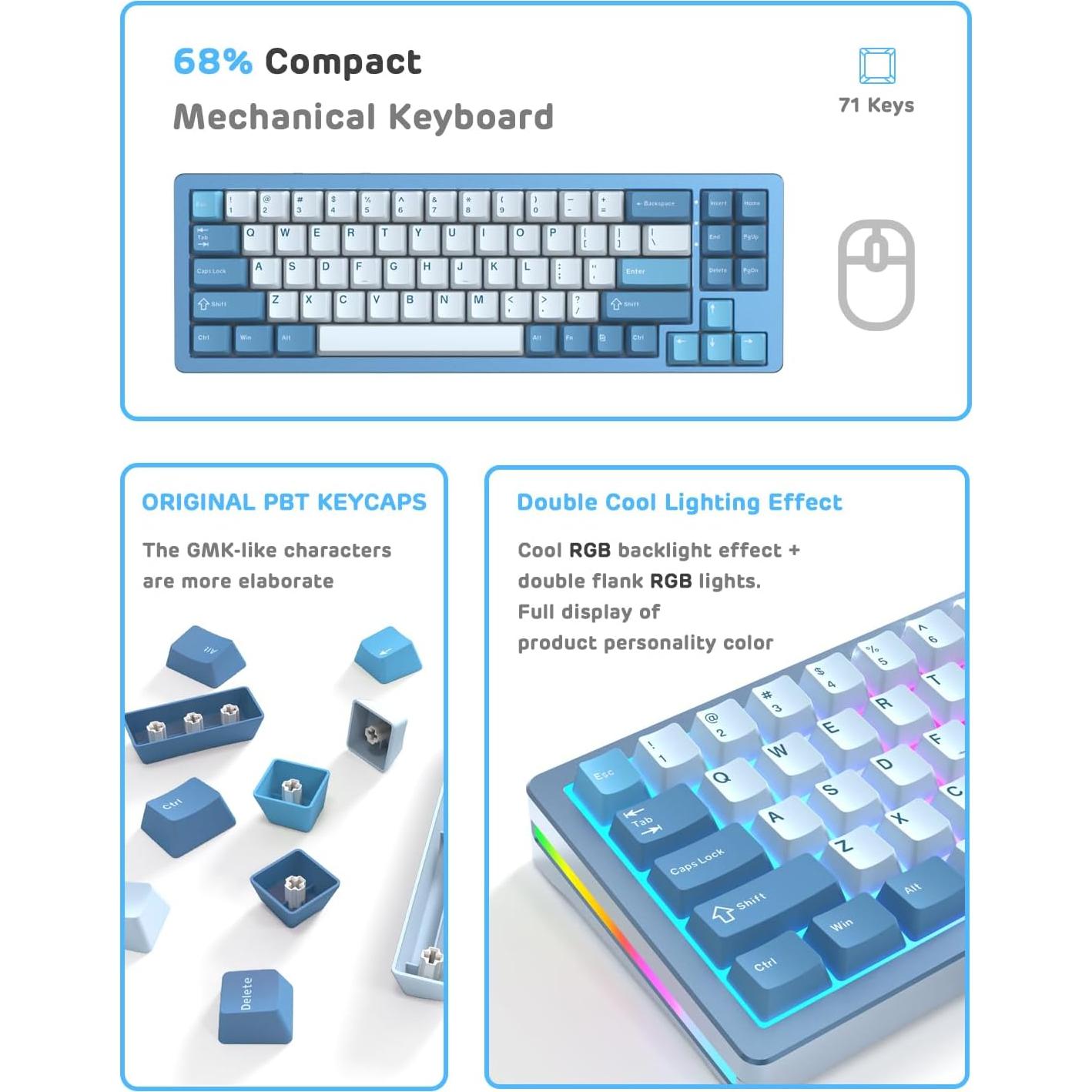 Teclado Mecánico Inalámbrico M71 MAGIC-REFINER 71 Teclas RGB