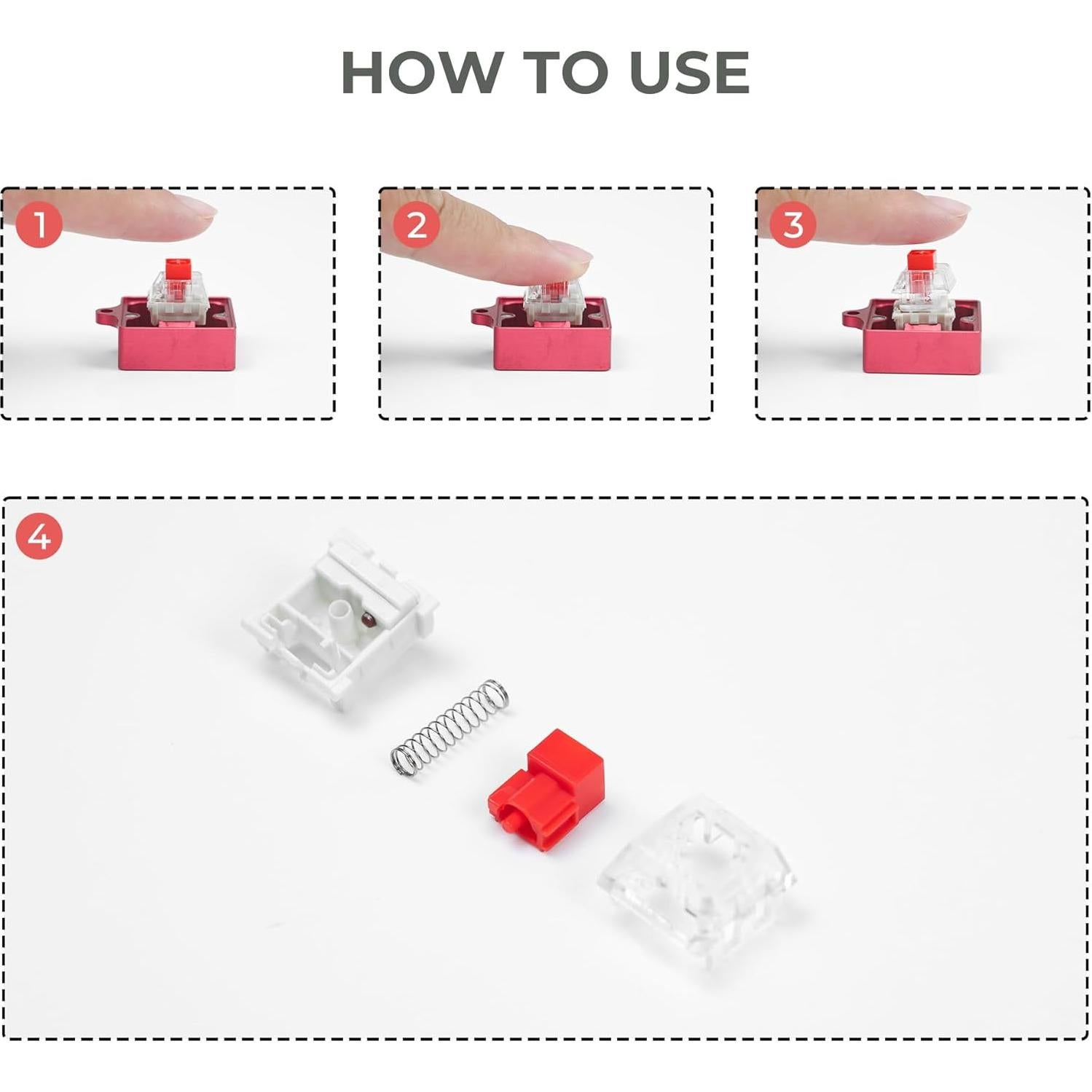 Abridor de Interruptores Mecánicos Aluminio Rojo para Cherry MX