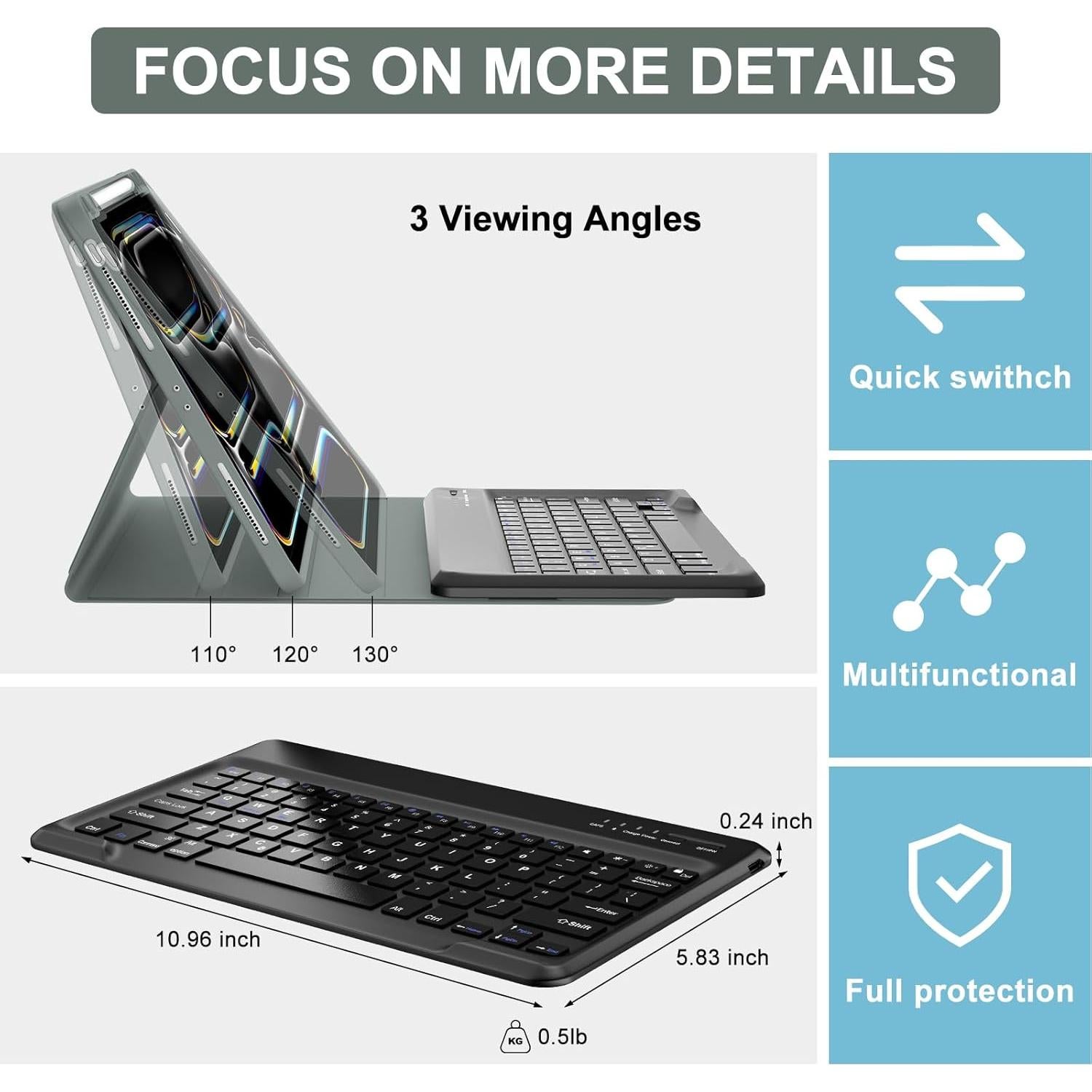 Funda con Teclado SENGBIRCH para iPad Pro 13" M4 2024 Verde