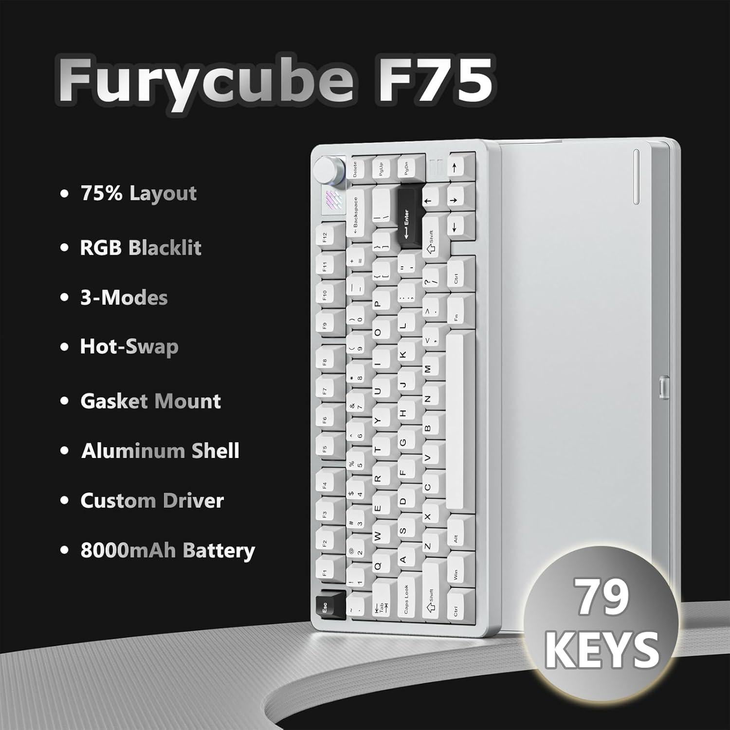 Teclado Mecánico FURYCUBE F75 Aluminio 75% RGB Programable