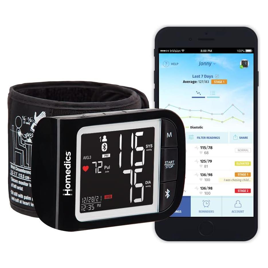 Monitor de Presión Arterial de Muñeca HoMedics Premium - Bluetooth