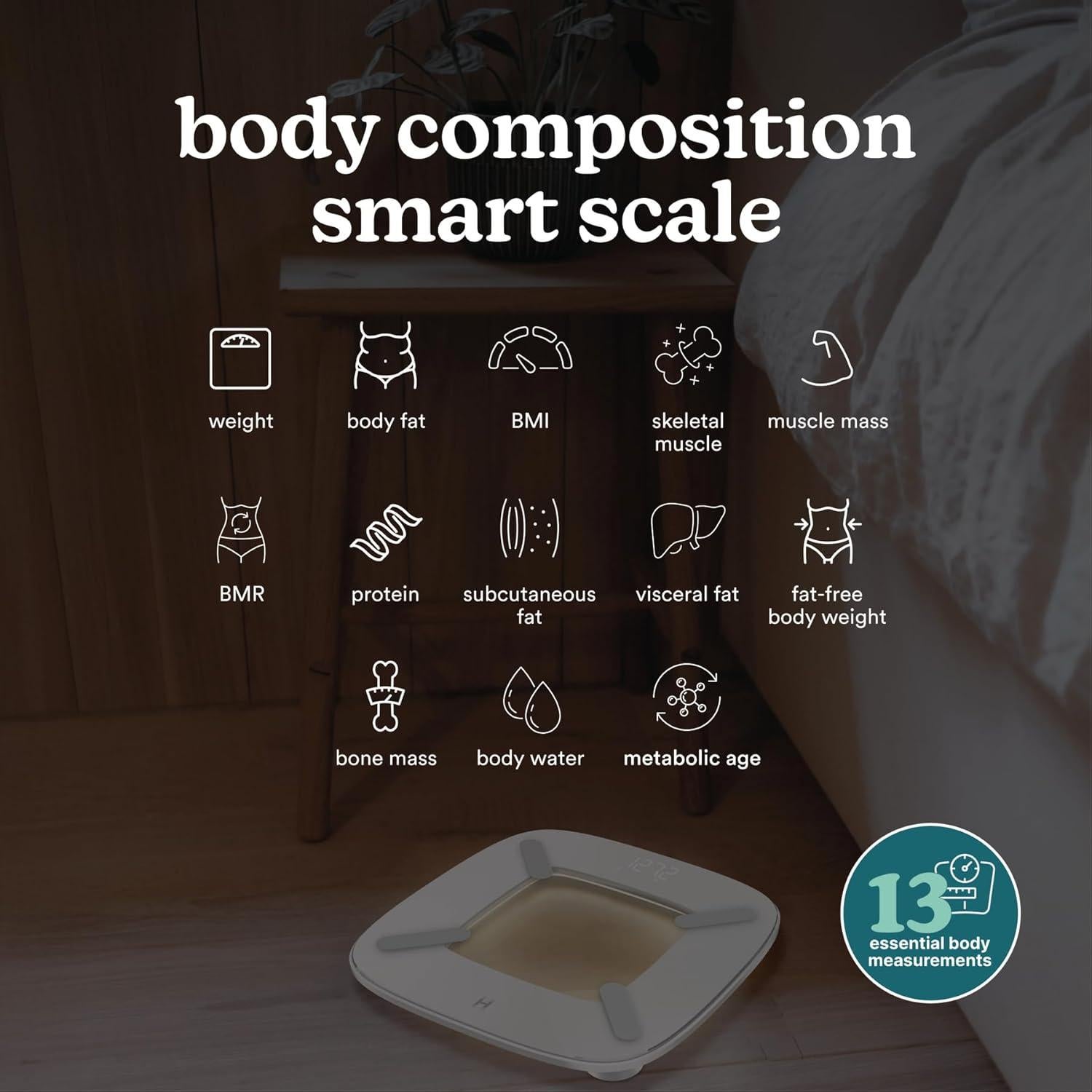 Báscula Digital Inteligente Homedics SCL-BBC200-WT 13 Métricas