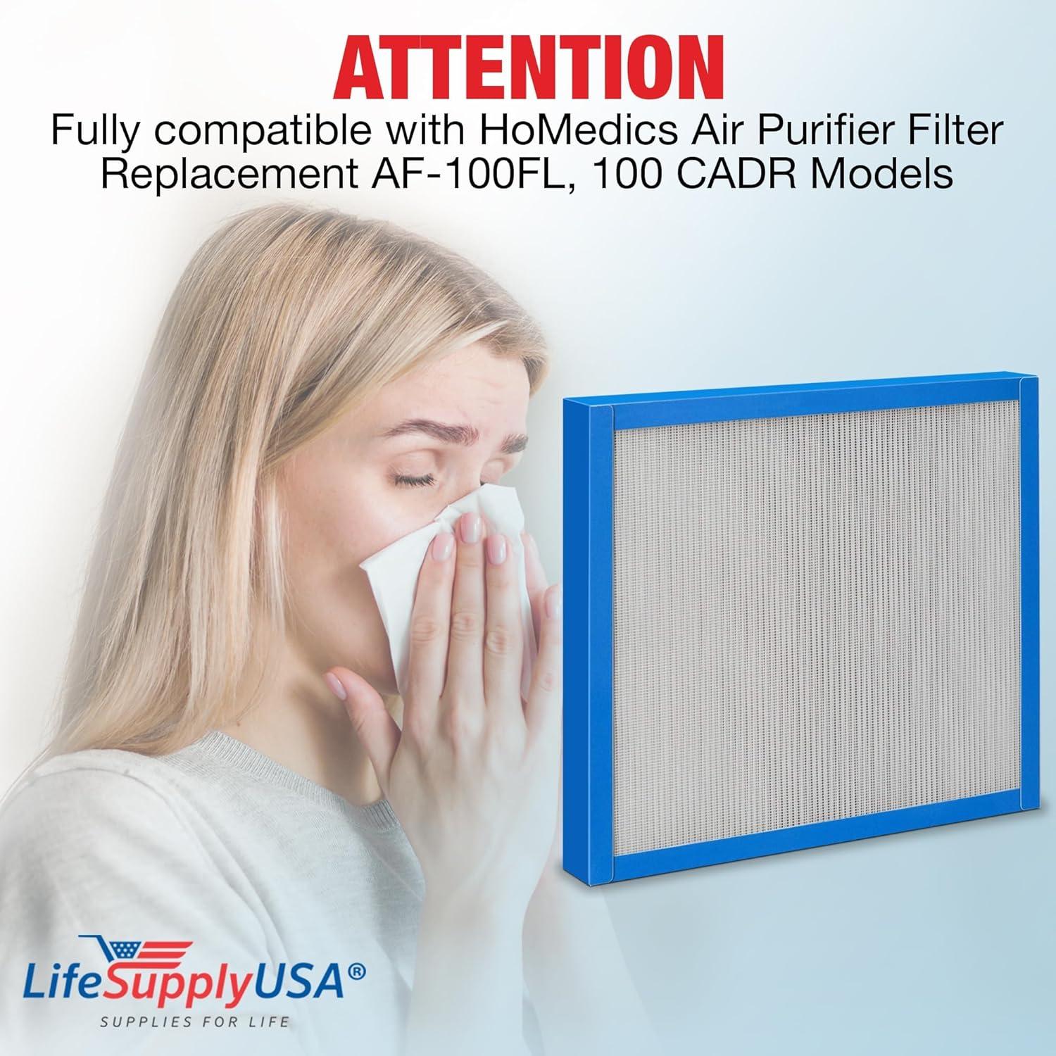 Filtro HEPA LifeSupplyUSA para Purificador HoMedics AF-100FL