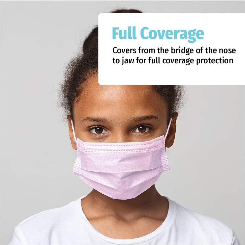 Mascarillas desechables HoMedics para niños, 50 unidades, rosa