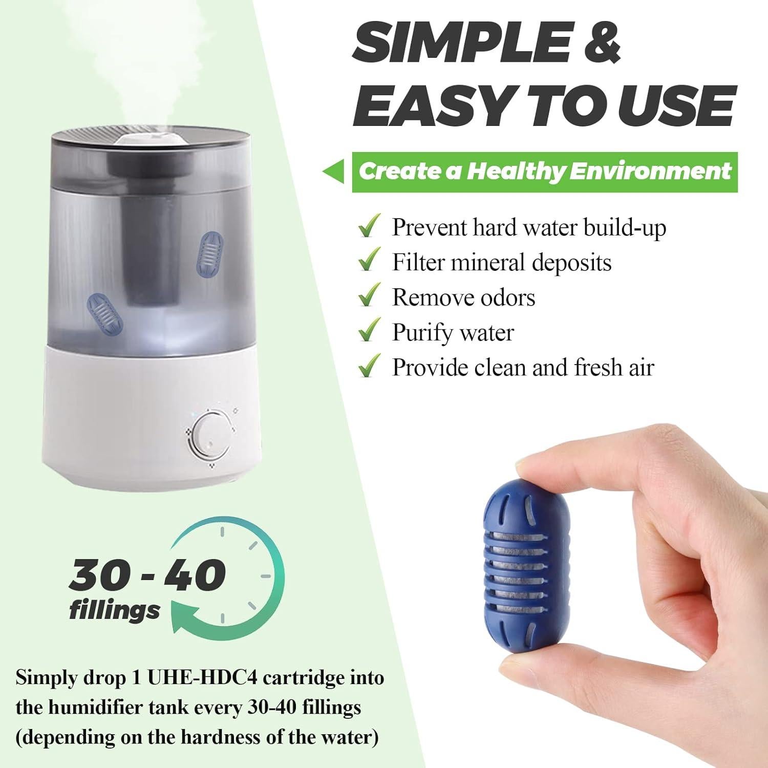 20 Cartuchos de Desmineralización Techecook UHE-HDC4 para Humidificador