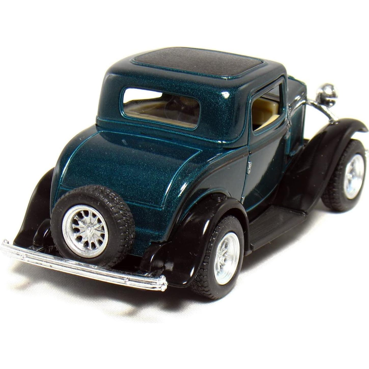 Modelo Ford 3-Window Coupe 1932 KiNSMART 1:34 Metal Verde Rojo