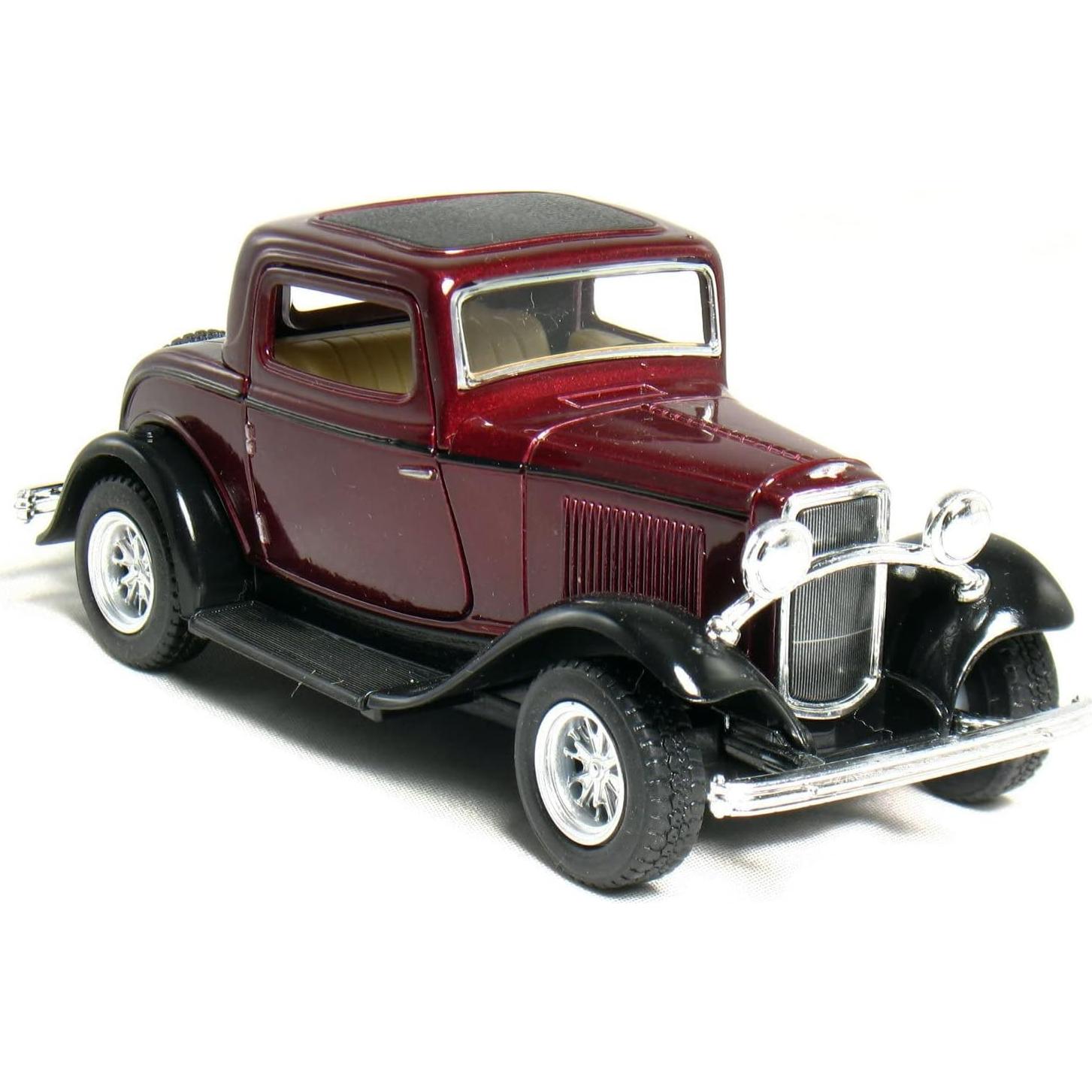Modelo Ford 3-Window Coupe 1932 KiNSMART 1:34 Metal Verde Rojo