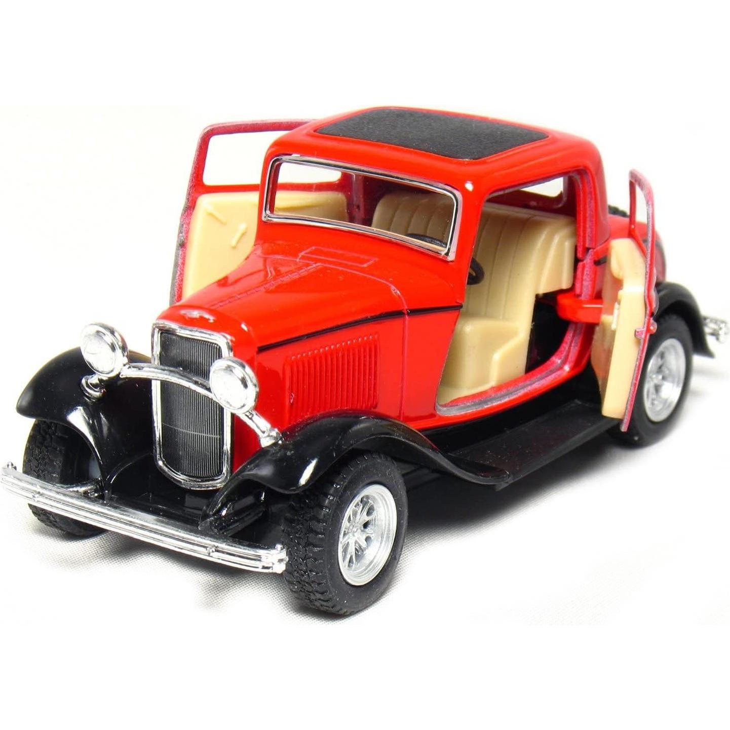 Modelo Ford 3-Window Coupe 1932 KiNSMART 1:34 Metal Verde Rojo