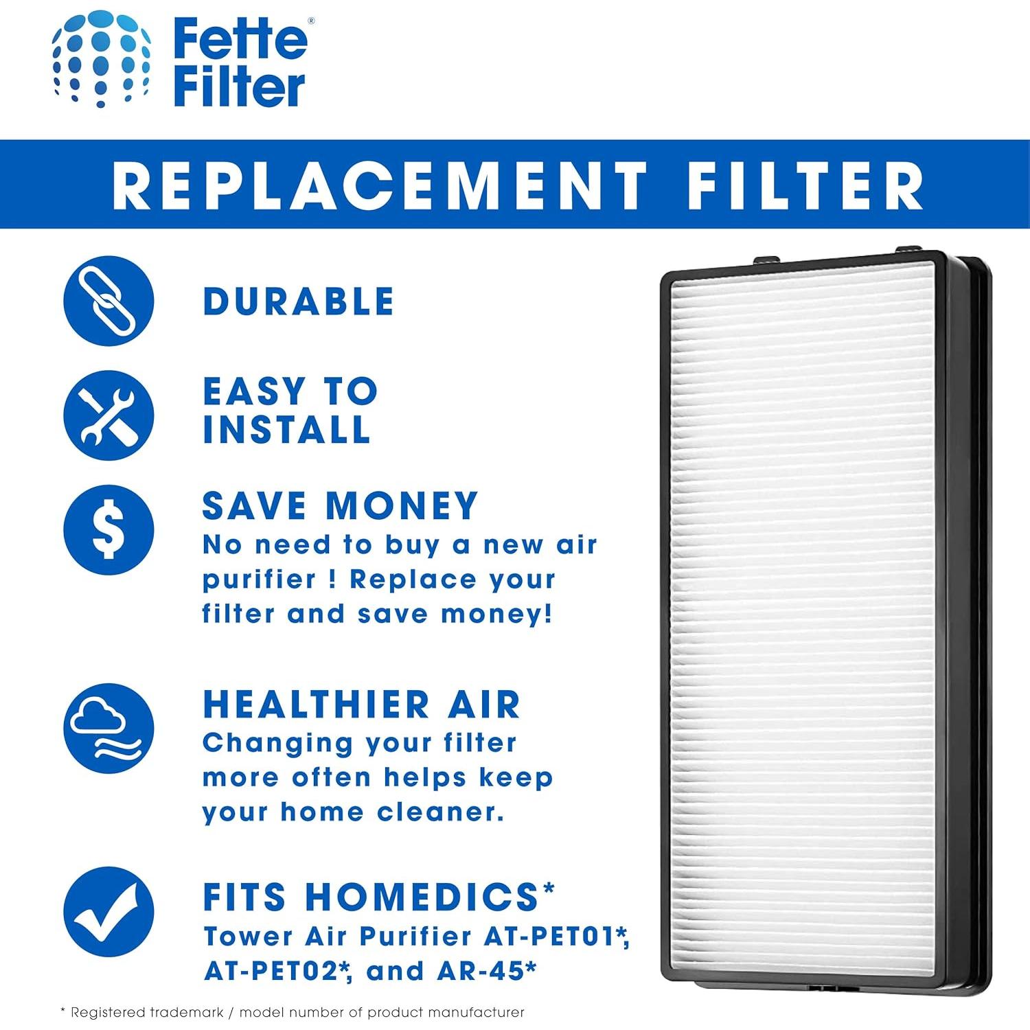 Filtro Fette True HEPA AT-OFL para Purificadores HoMedics - Paquete de 2